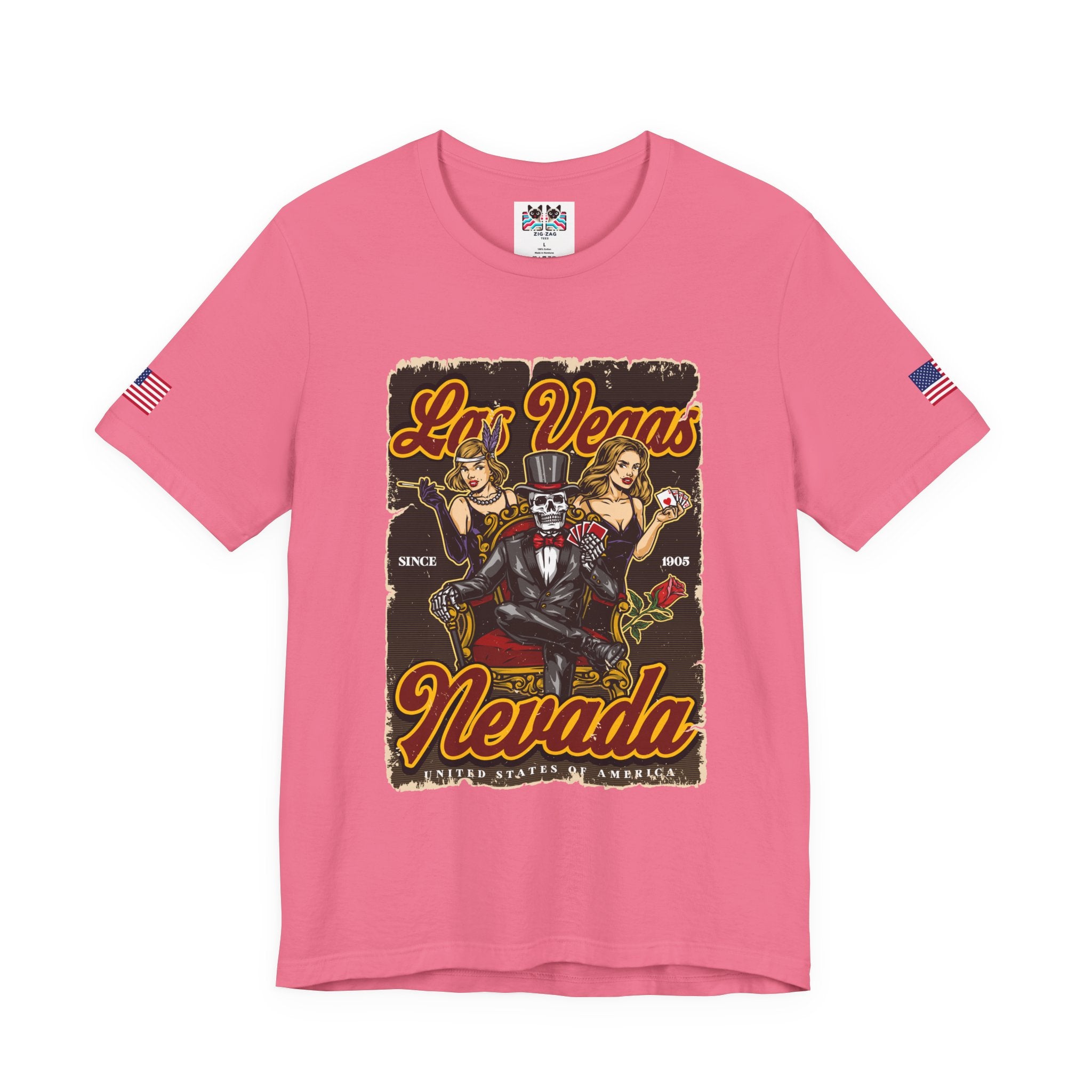 Las Vegas Nevada Since 1905 Vintage T-Shirt – Skeleton Showgirls Retro Casino Poster Tee