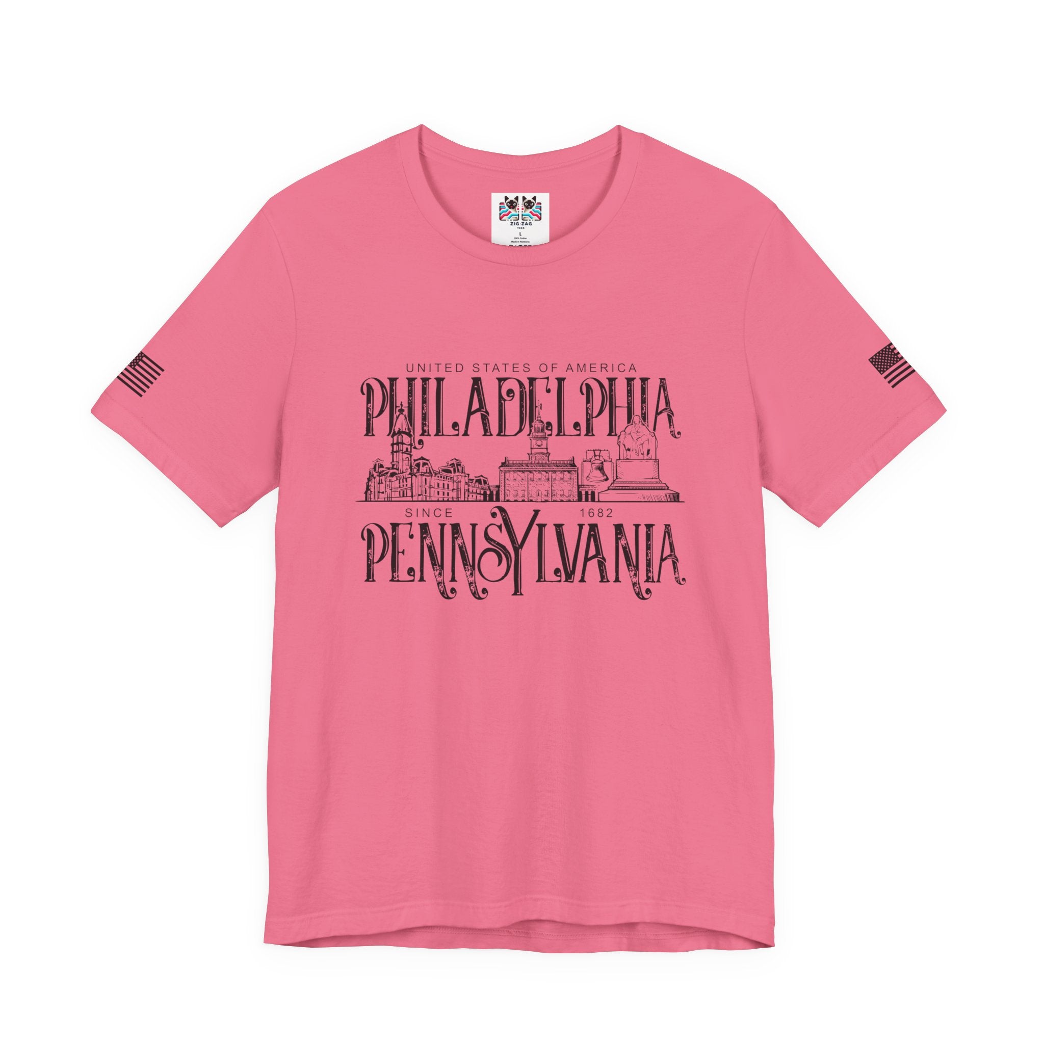 Philadelphia Pennsylvania T-Shirt – United States of America Since 1682 Landmark Graphic Tee
