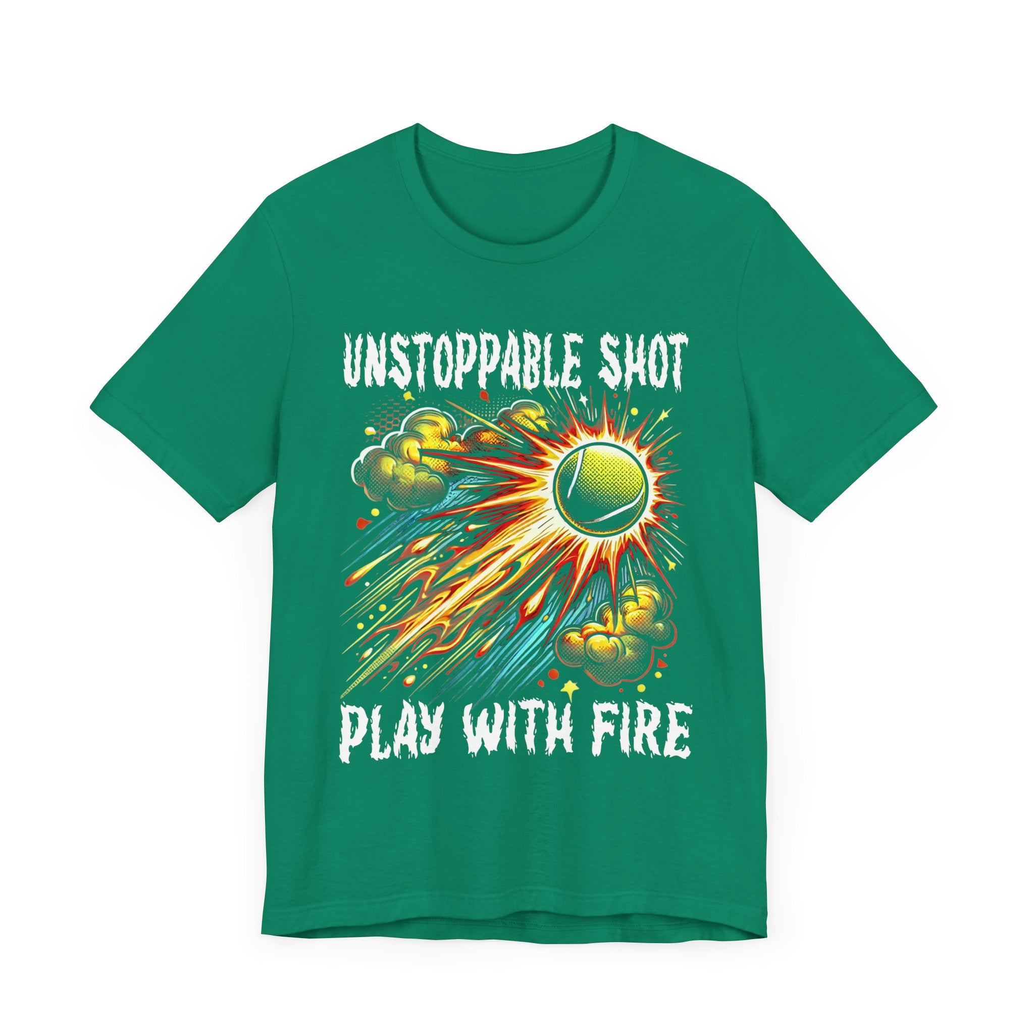 Unstoppable Shot, Play with Fire | Flaming Tennis Ball Graphic T-Shirt