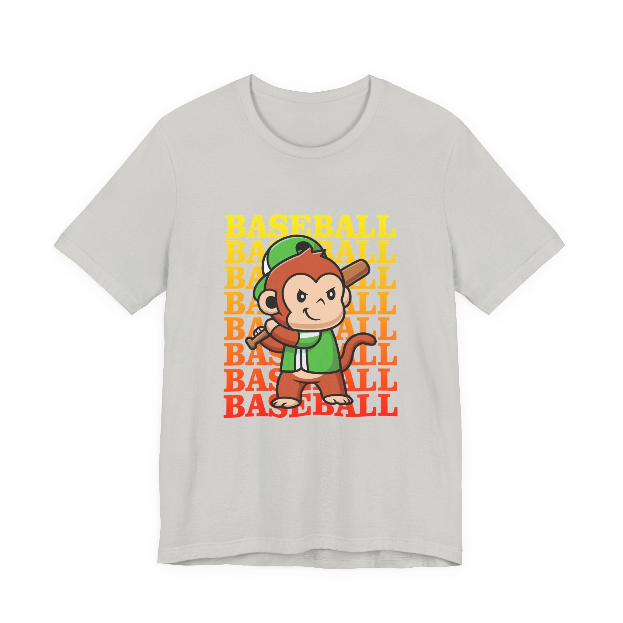 Baseball tshirt - Baseball Monkey Player Tshirt Large Graphic Monkey Baseball Player with Baseball Text Background