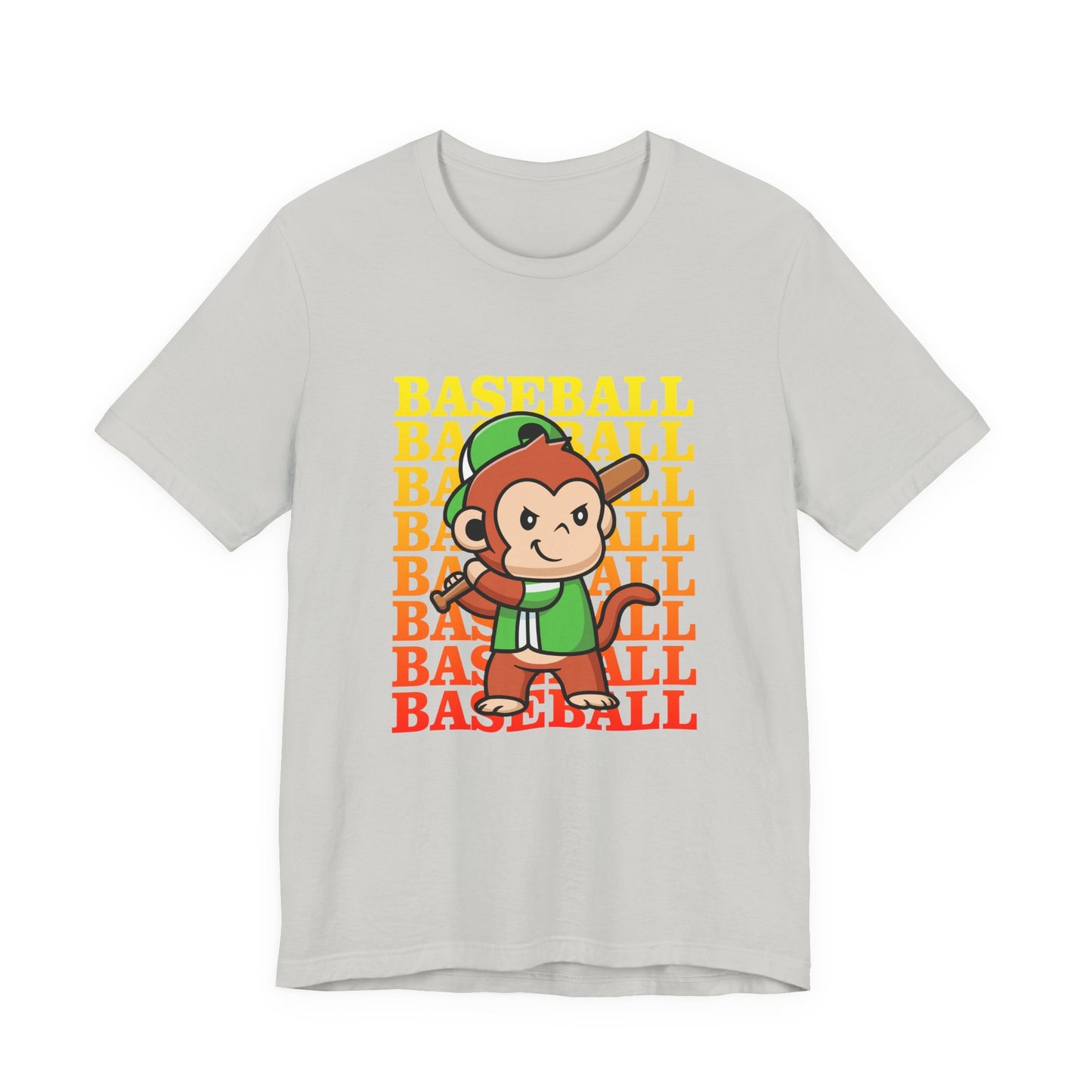 Baseball tshirt - Baseball Monkey Player Tshirt Large Graphic Monkey Baseball Player with Baseball Text Background