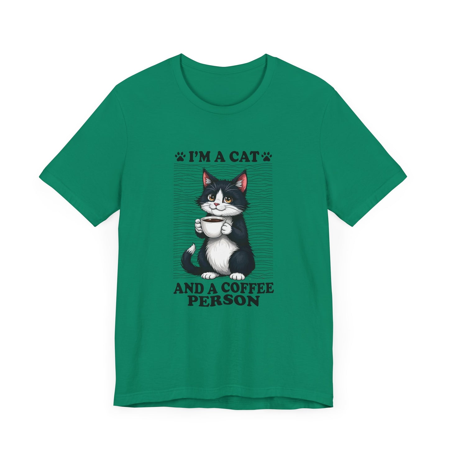Cat and Coffee Person T-Shirt – Cute Cat Holding Coffee Cup Tee
