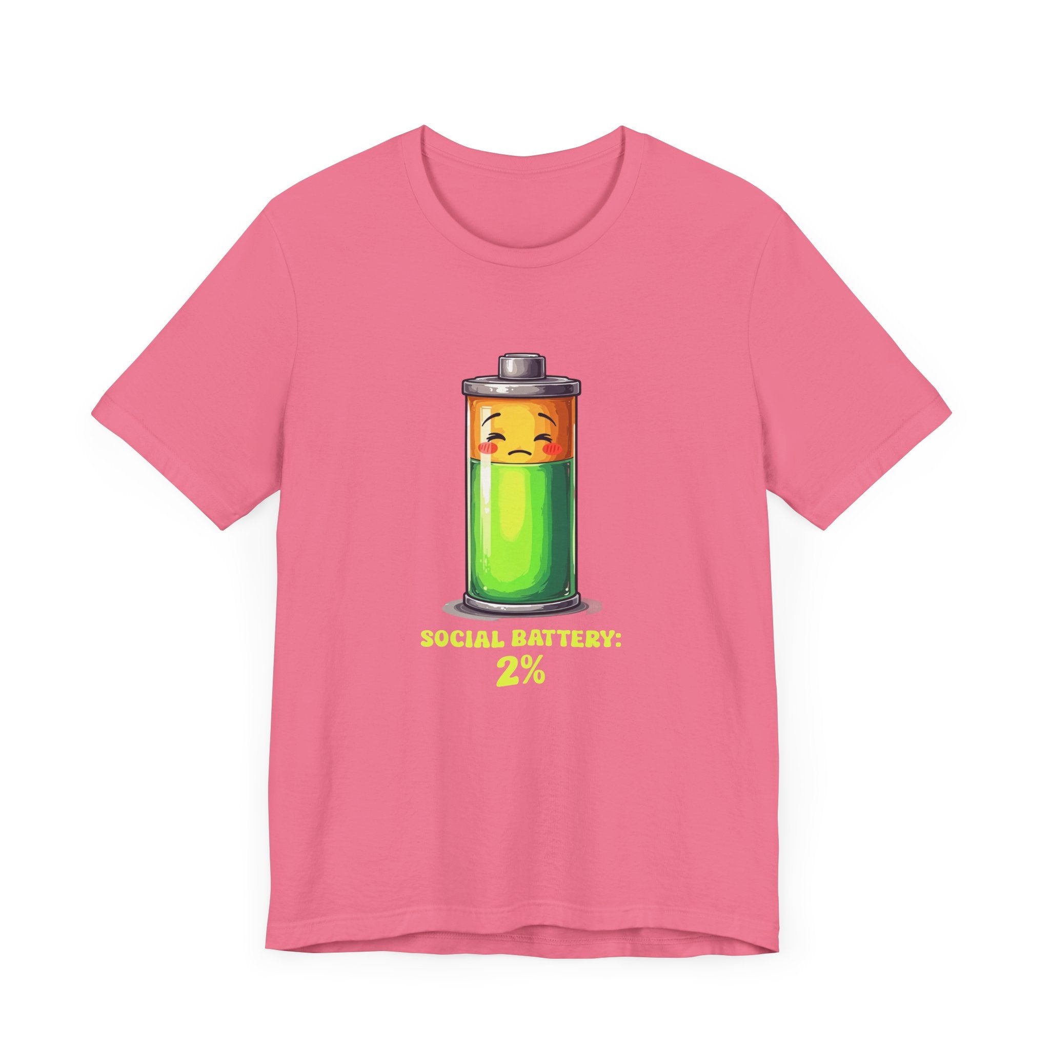Social Battery 2% – Low Charge Sad Battery Graphic T-Shirt