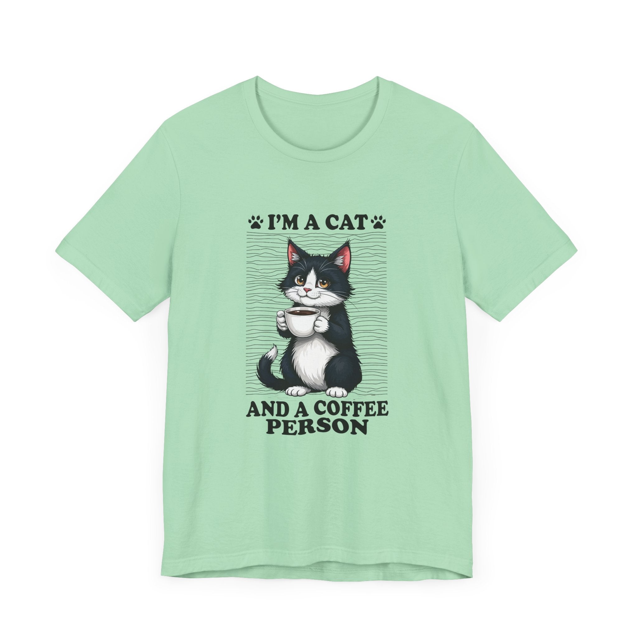 Cat and Coffee Person T-Shirt – Cute Cat Holding Coffee Cup Tee