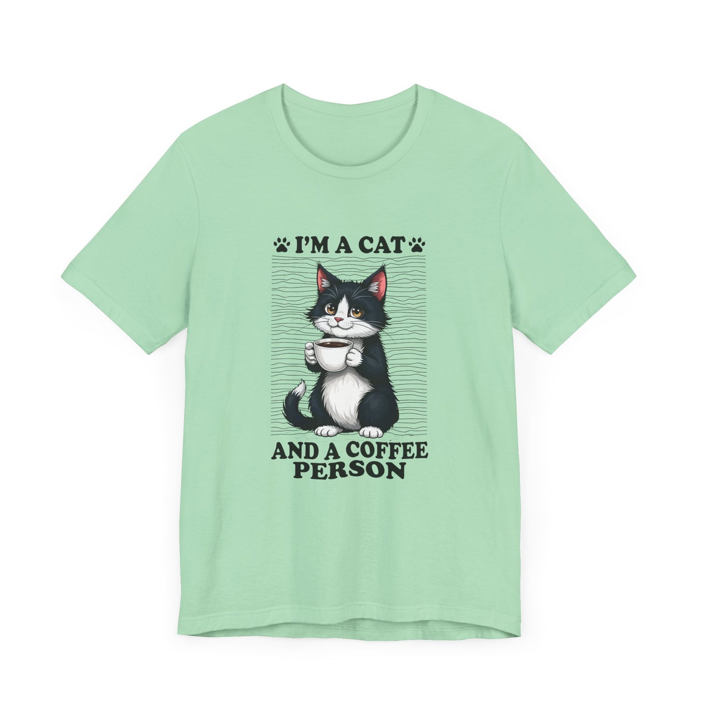 Cat and Coffee Person T-Shirt – Cute Cat Holding Coffee Cup Tee
