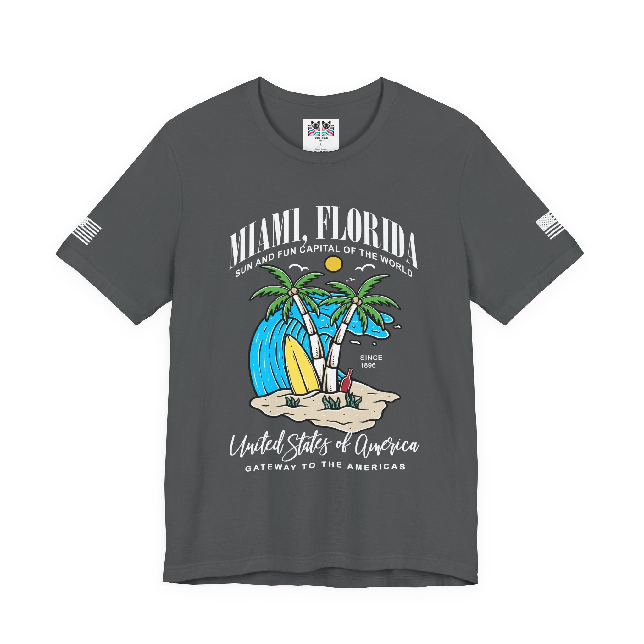 Miami Florida Sun and Fun Capital T-Shirt – Since 1896 Gateway to the Americas Beach Surfboard Tee