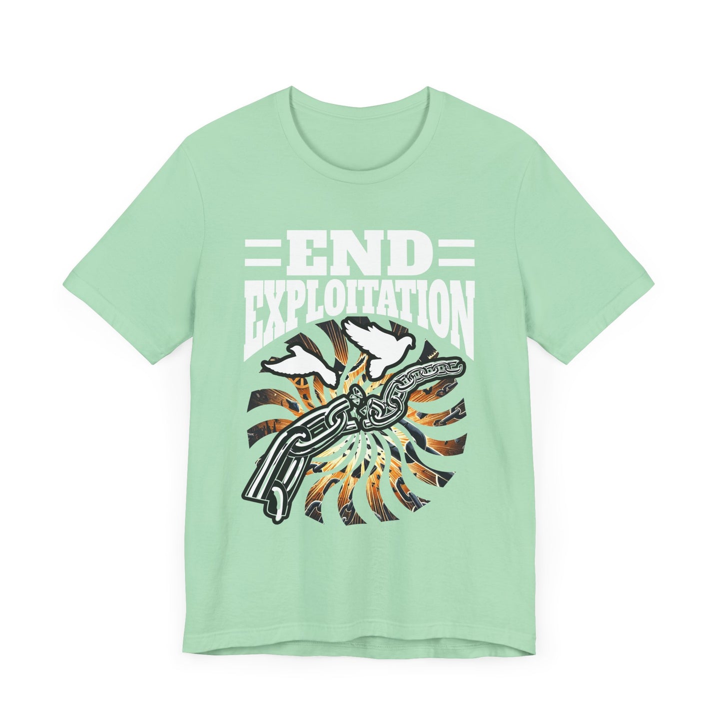 End Exploitation | Broken Chain & Flying White Pigeons Graphic T-Shirt