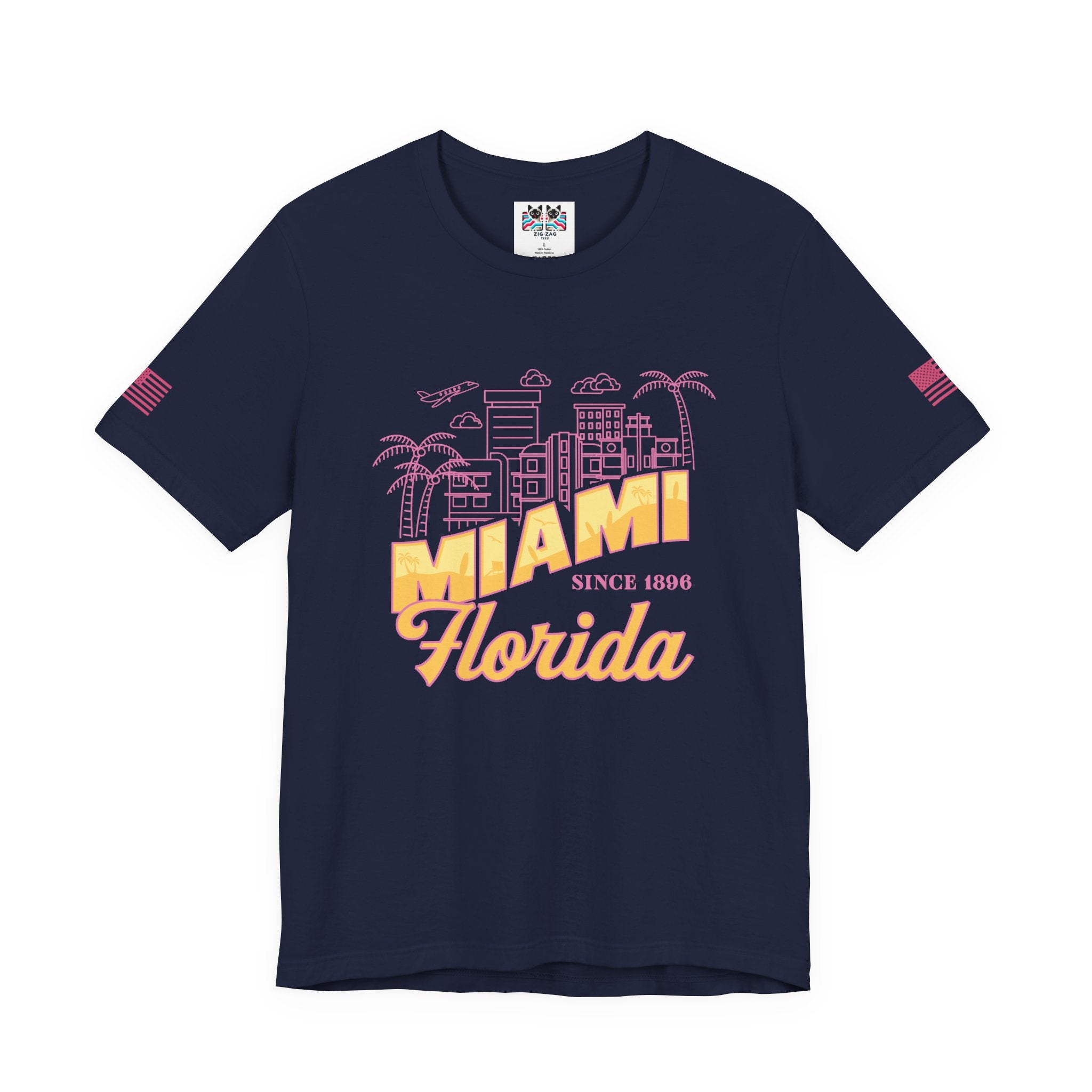 Miami Since 1896 Florida T-Shirt – Art Deco Skyline Line Art Graphic Tee