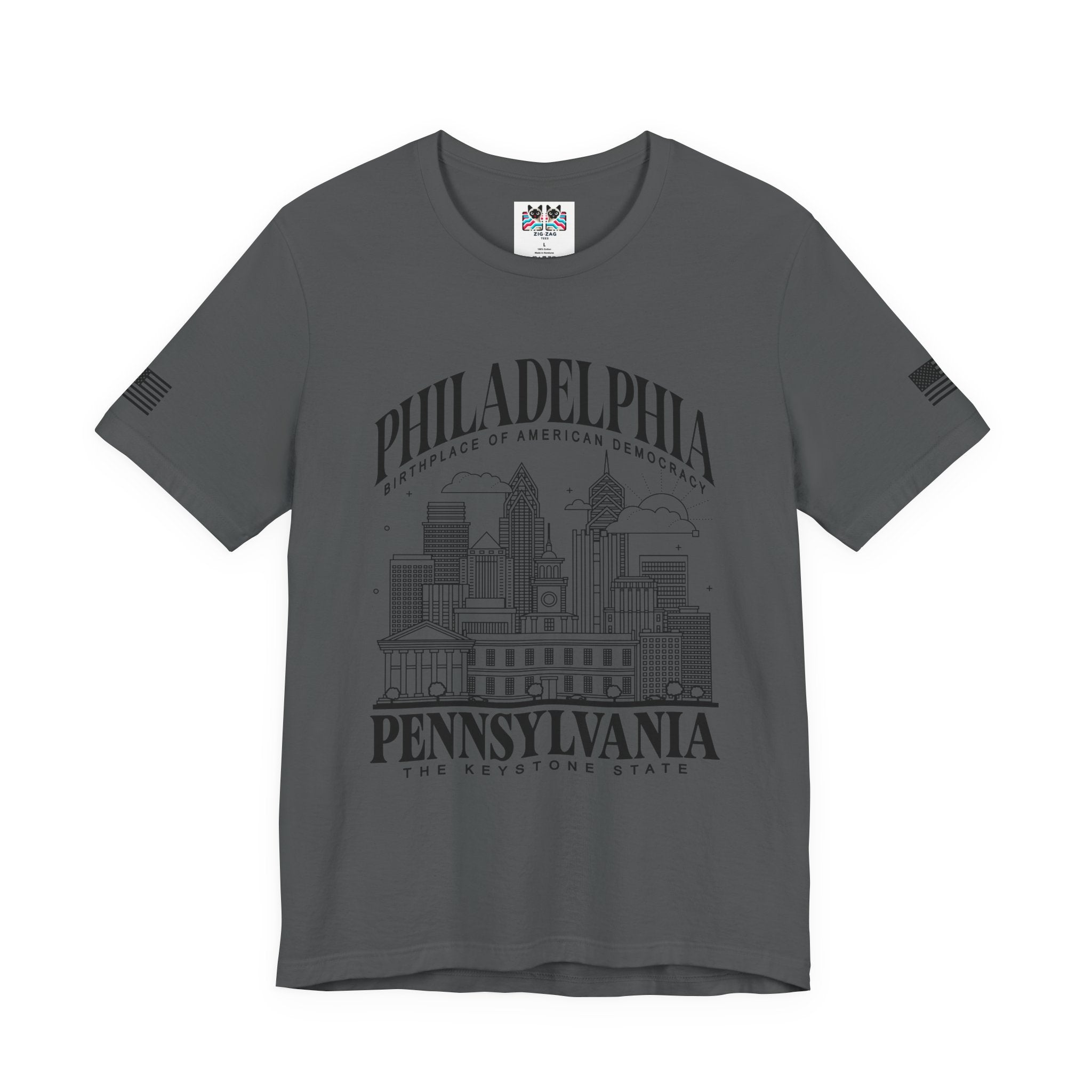 Philadelphia Pennsylvania T-Shirt – Birthplace of American Democracy Skyline Keystone State Graphic Tee