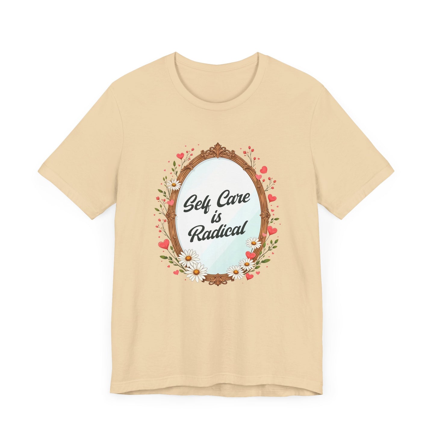 Self Care Is Radical – Floral Oval Mirror Graphic T-Shirt