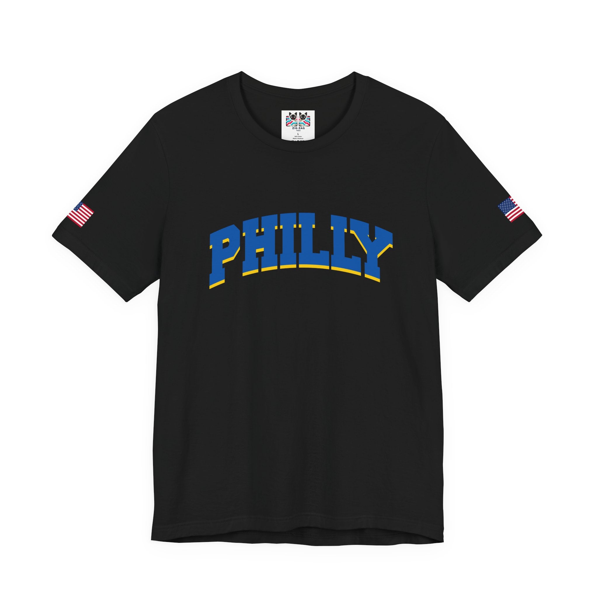 Philly T-Shirt – Bold Arched Varsity Blue & Gold Typography Graphic Tee