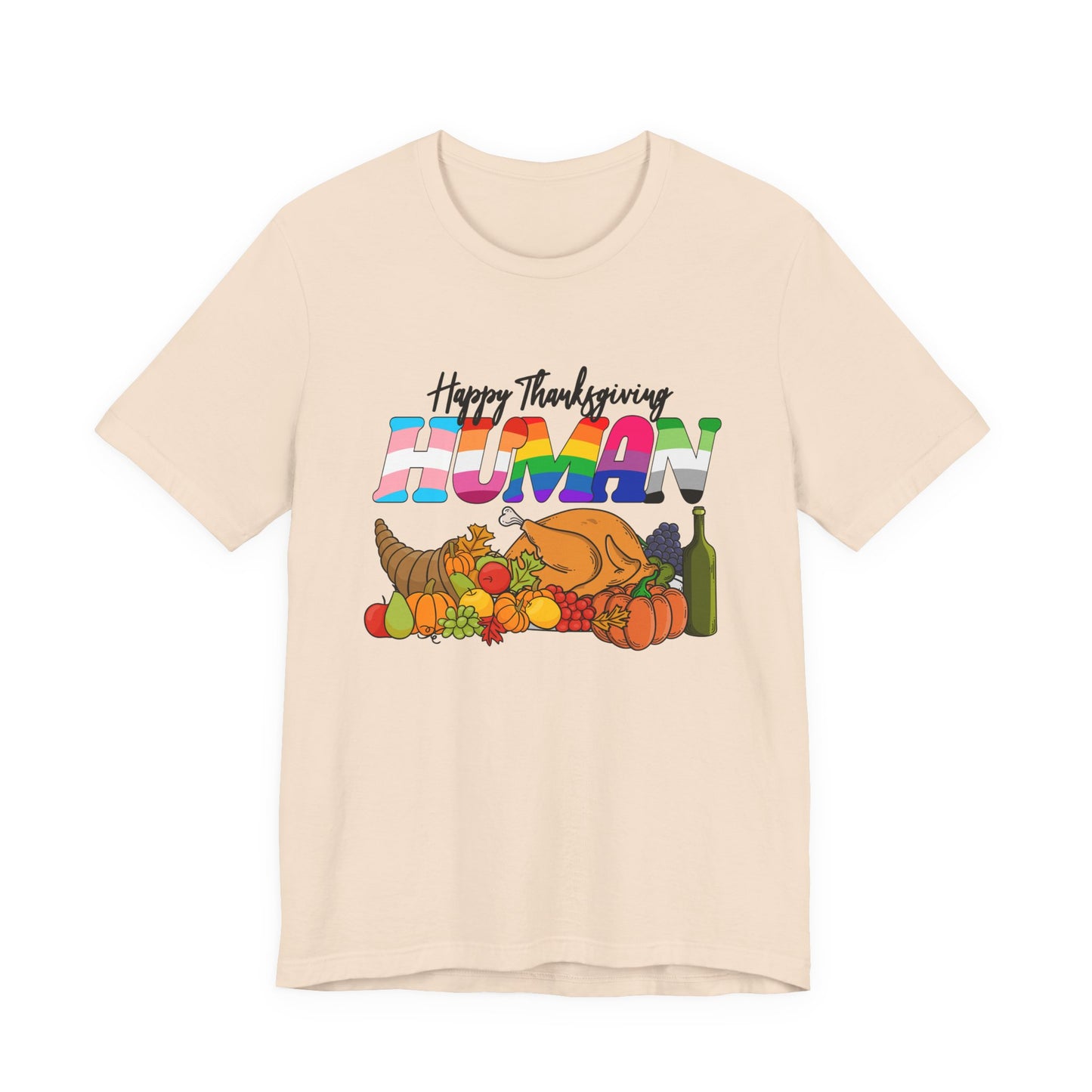 Happy Thanksgiving Human Gradient Text T-Shirt