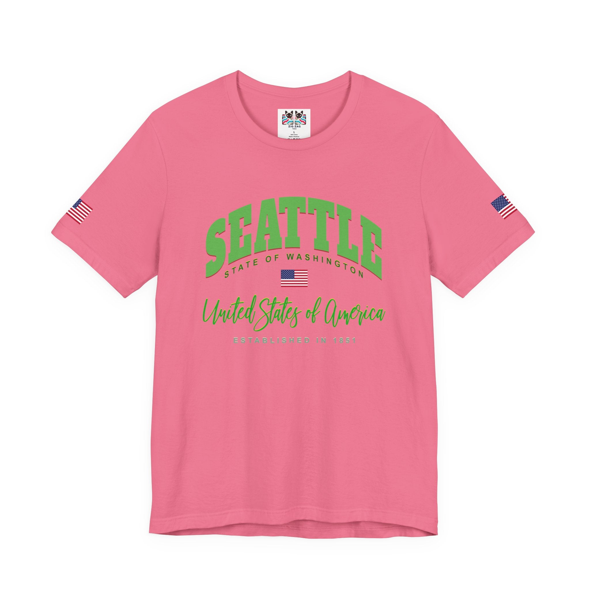 Seattle State of Washington United States of America EST 1851 Collegiate T-Shirt | Patriotic Seattle Tee