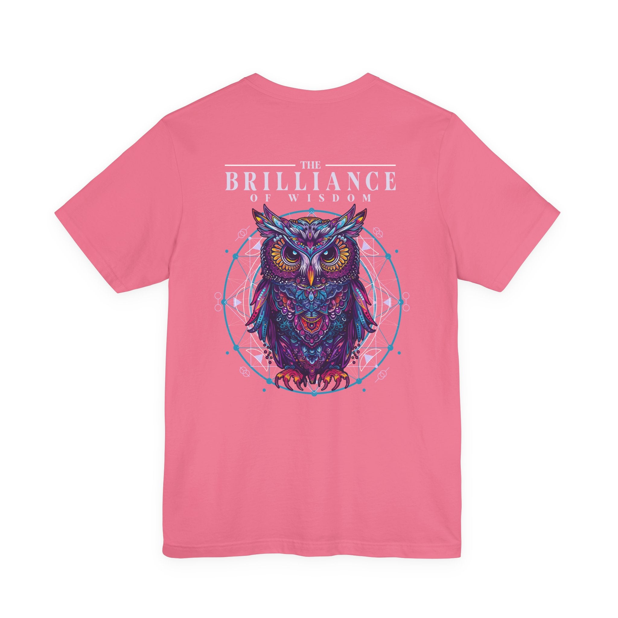 The Brilliance of Wisdom T-Shirt – Vibrant Owl with Geometric Art