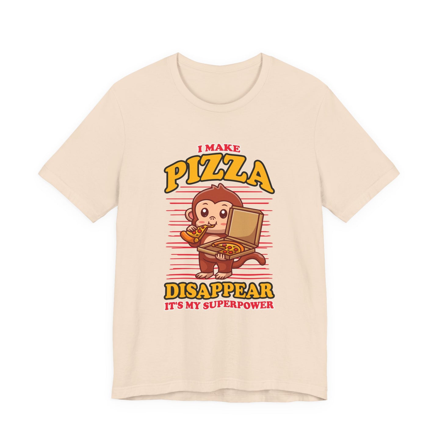 I Make Pizza Disappear T-Shirt – Funny Monkey With Pizza Box and Slice Graphic Tee