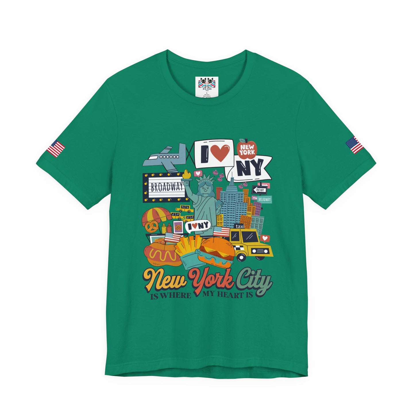 New York City Is Where My Heart Is T-Shirt - Cute NYC Icons Colorful Tourist Design