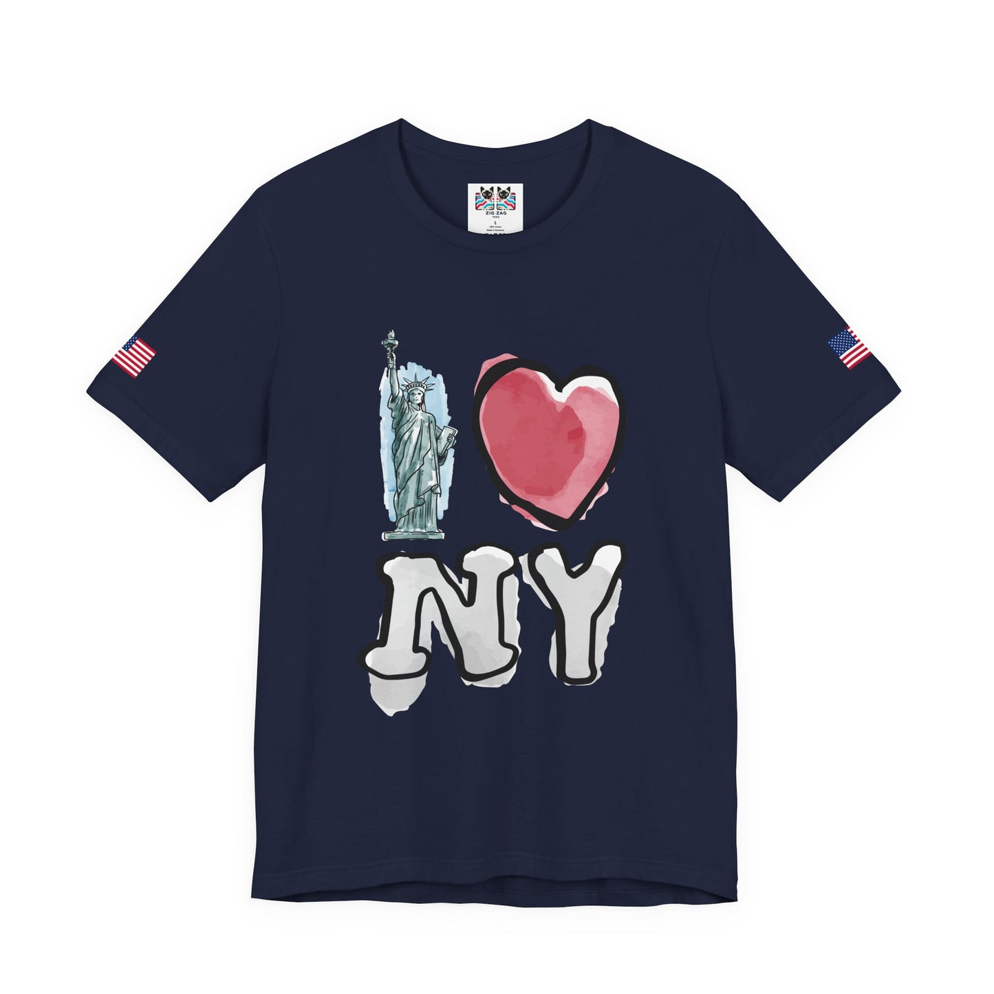 I Love NY T-Shirt - Statue of Liberty Pink Heart Black New York City Design