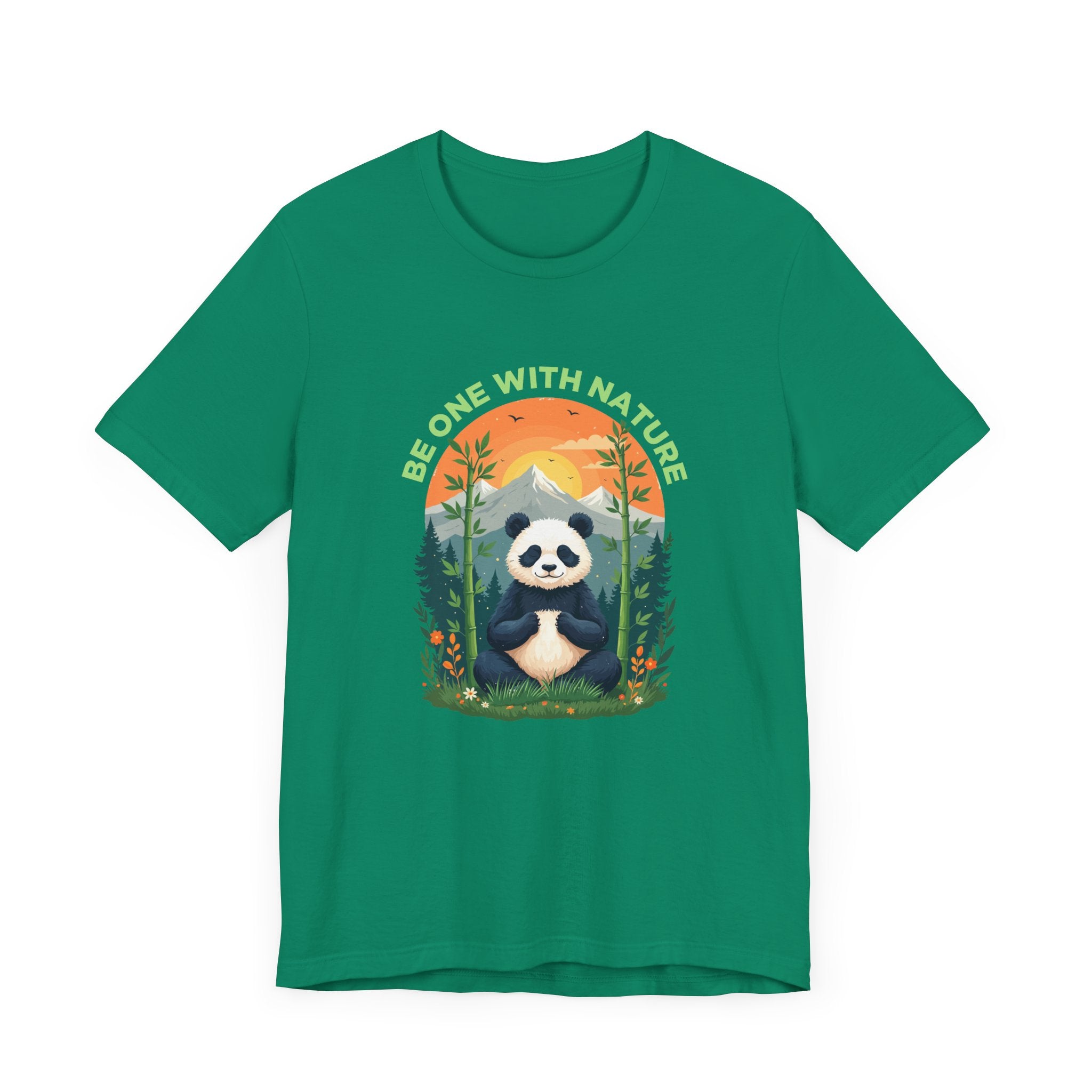 Be One with Nature – Calm Panda in Sunset Meadow Graphic T-Shirt