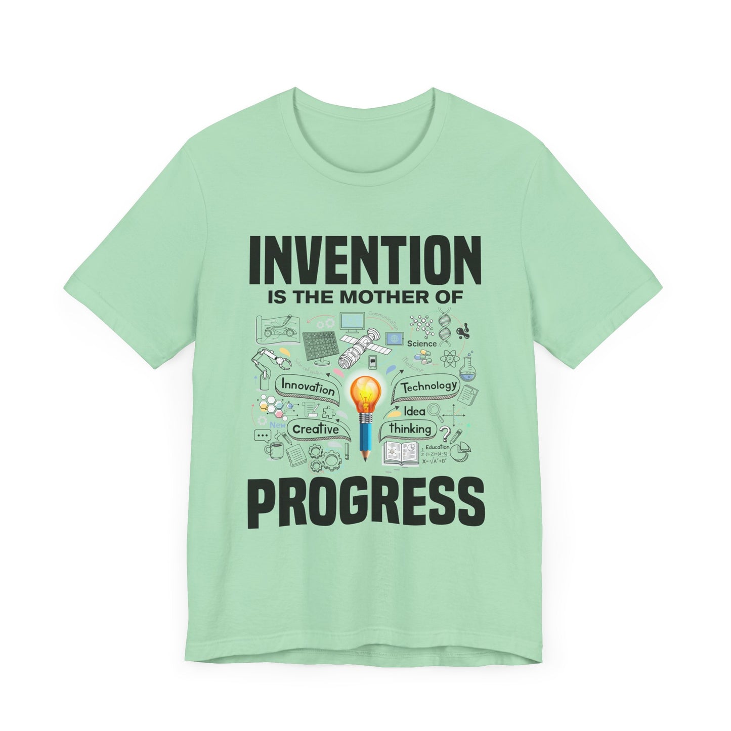 Invention is the Mother of Progress Tee, Innovation Quote Shirt, Science History Top, Progress Driven Graphic Tee, STEM Gift