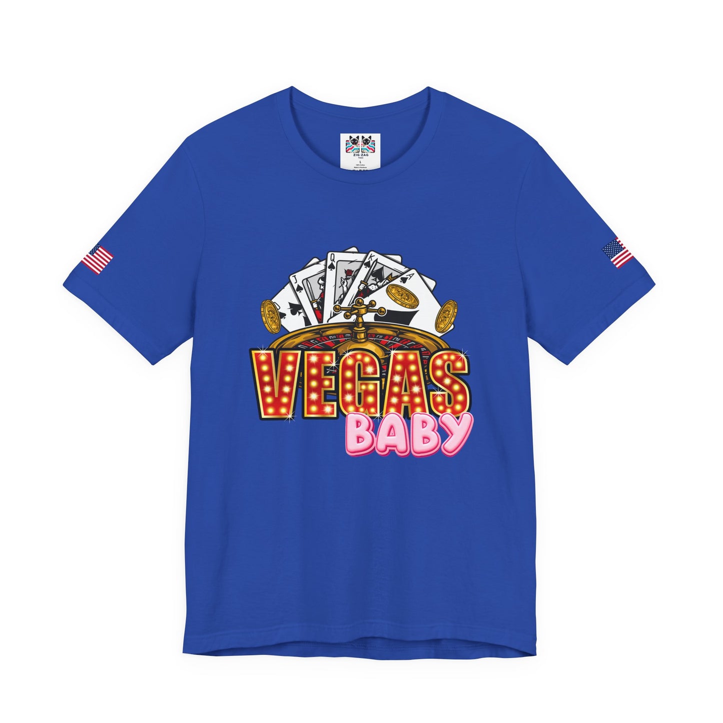Vegas Baby T-Shirt - Casino Gambling Cards Roulette Dice Poker Chips Design