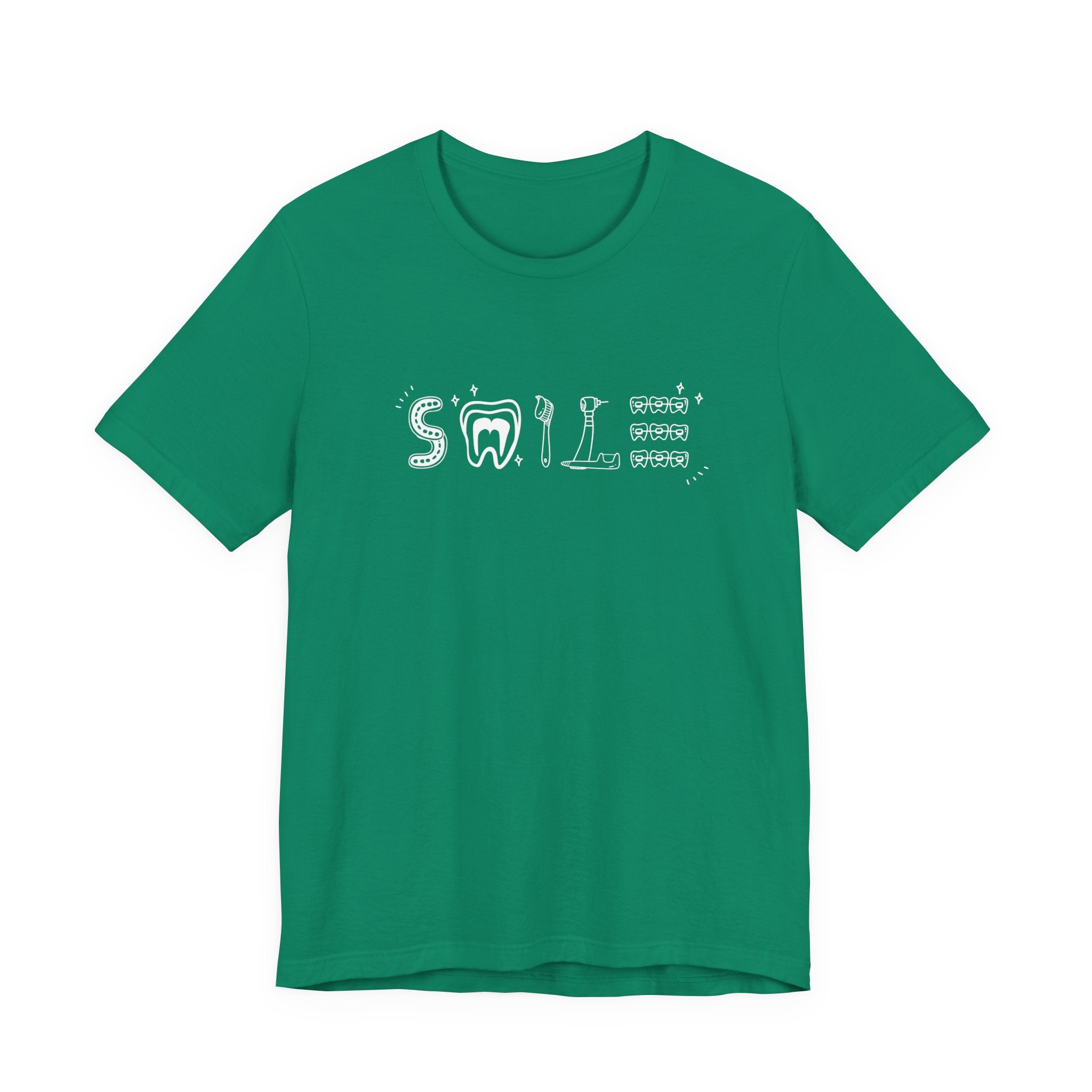 Smile TShirt Dental Cleaning Tools Art Toothbrush Floss Scaler Design