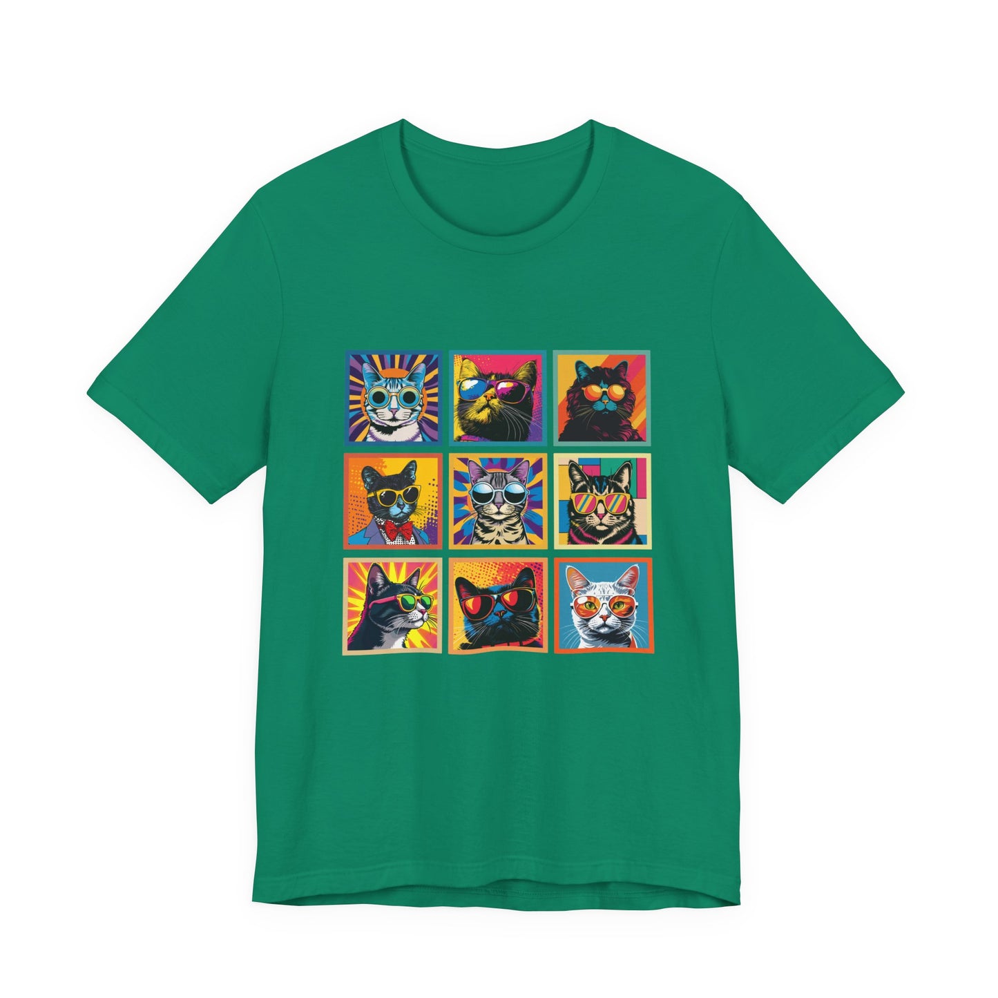 Cool Cats Pop Art Sunglasses Tshirt – Nine Retro Kitty Squares