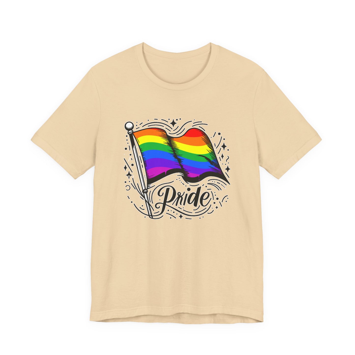 Pride Without Prejudice – Colorful Flag with Lines, Dots & Symbols Graphic T-Shirt