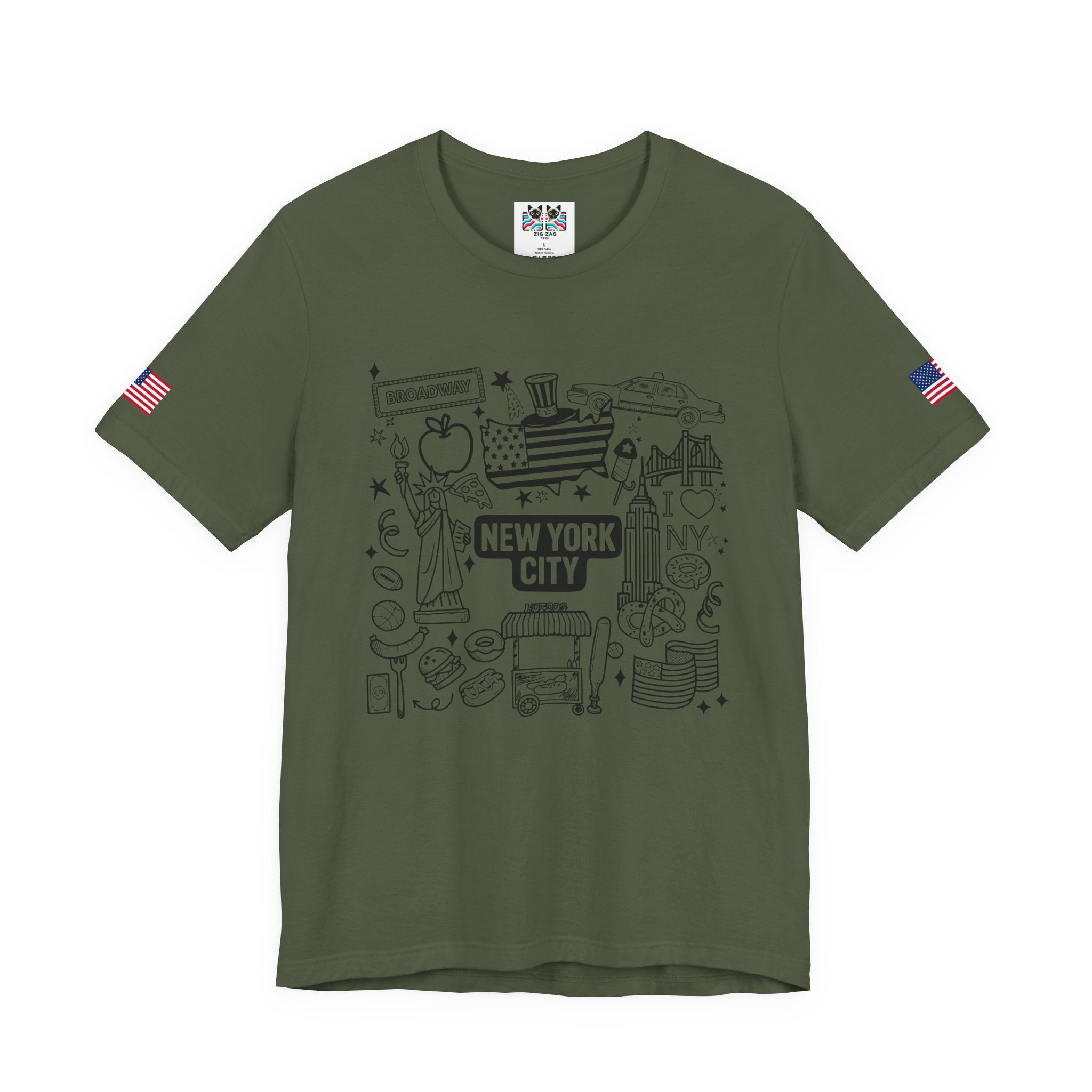 New York City Doodle T-Shirt - Cute NYC Icons Coloring Book Style Tourist Design