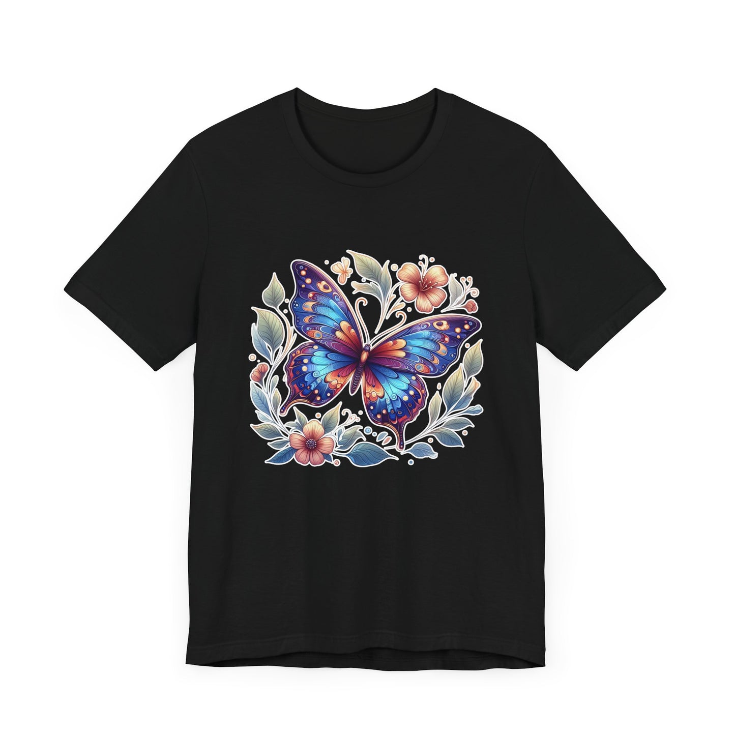 Butterfly Bloom Shirt, Vibrant Nature Tee, Colorful Insect T Shirt, Garden Life Apparel, Joyful Nature Lover Graphic Top