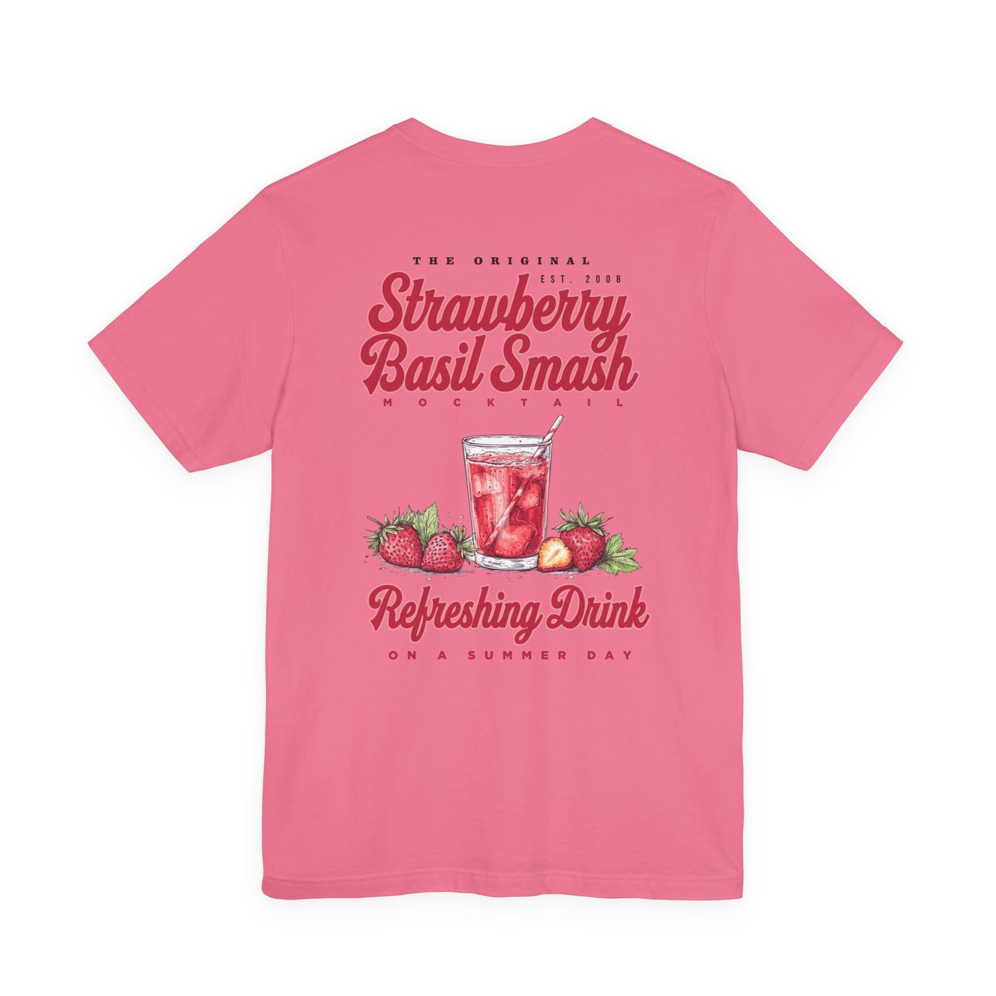 Strawberry Basil Smash Mocktail T-Shirt – Featuring Vibrant Summer Drink Graphic