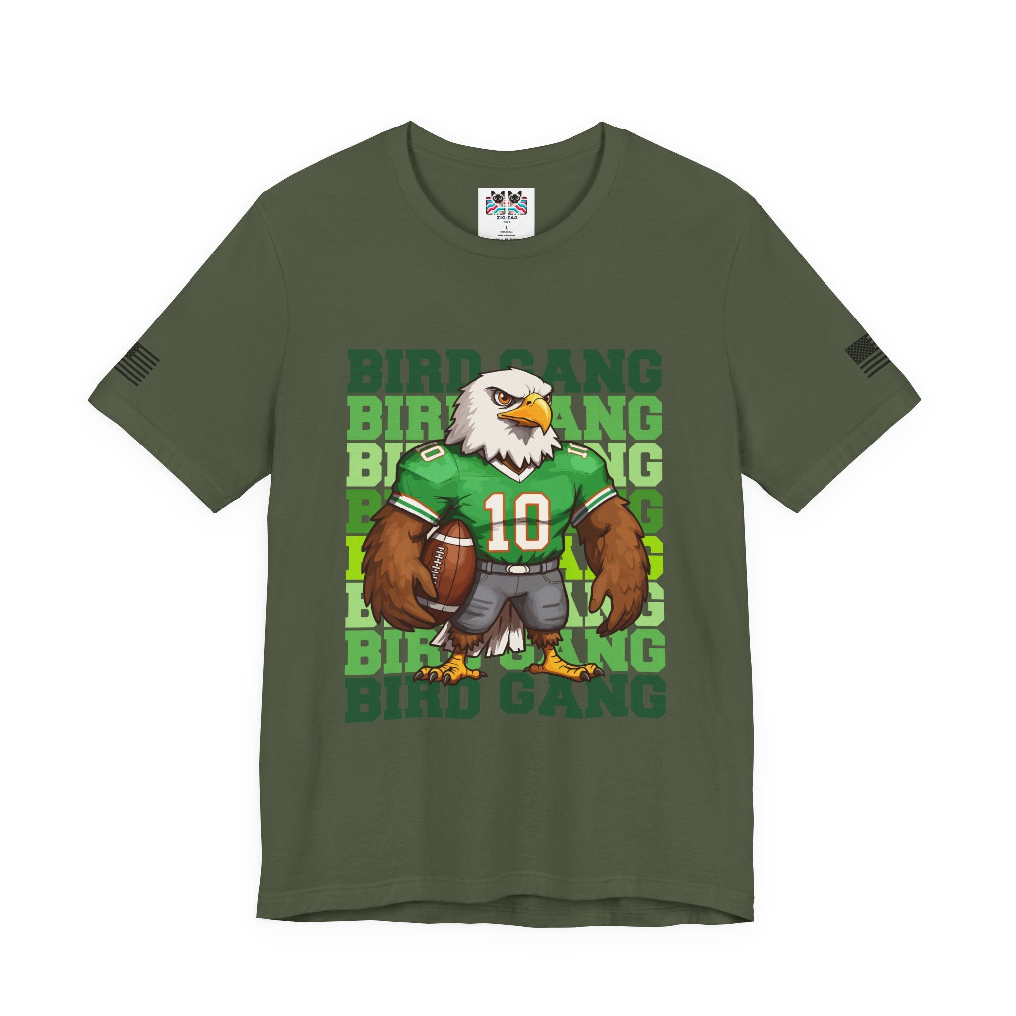 Bird Gang T-Shirt – Stacked Repeat Typography Eagle Football Mascot Graphic Tee Philadelphia Fan