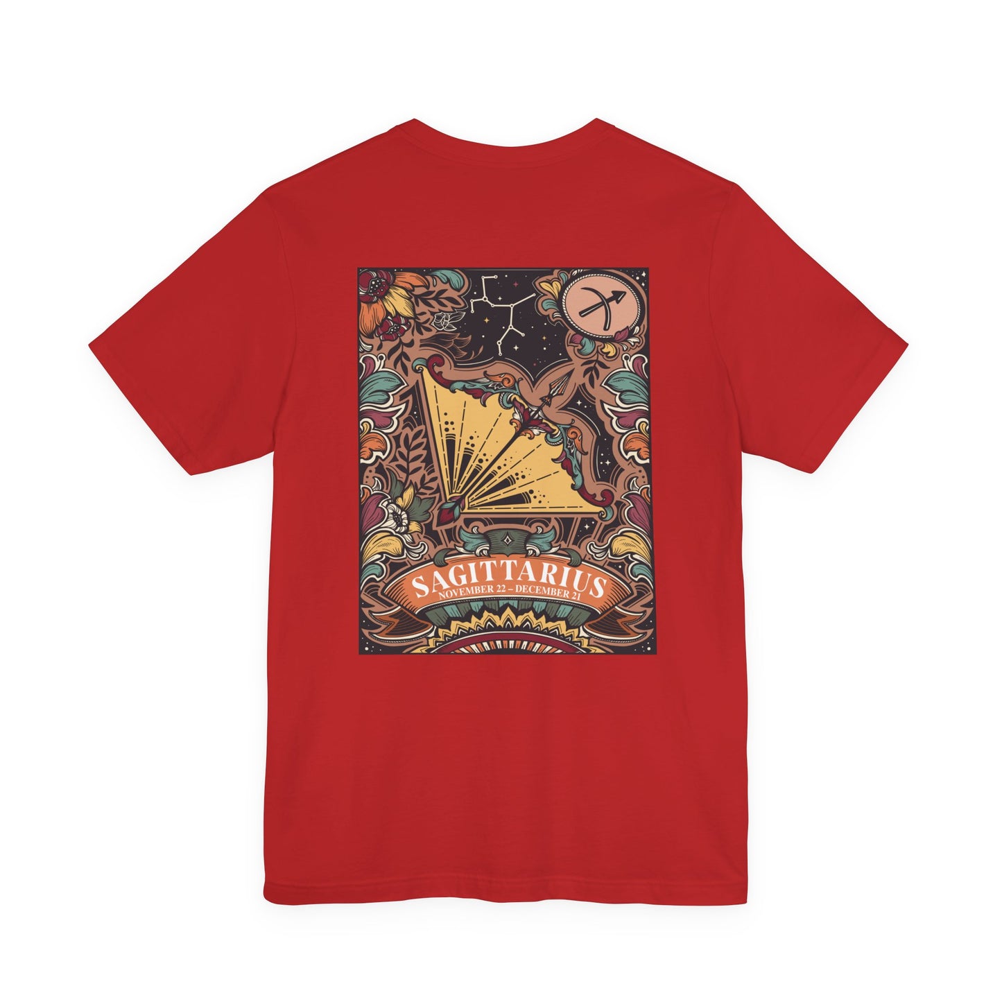 Sagittarius Zodiac T-Shirt – Constellation and Abstract Floral Design