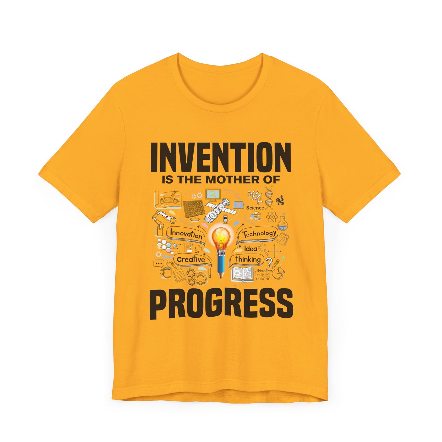 Invention is the Mother of Progress Tee, Innovation Quote Shirt, Science History Top, Progress Driven Graphic Tee, STEM Gift