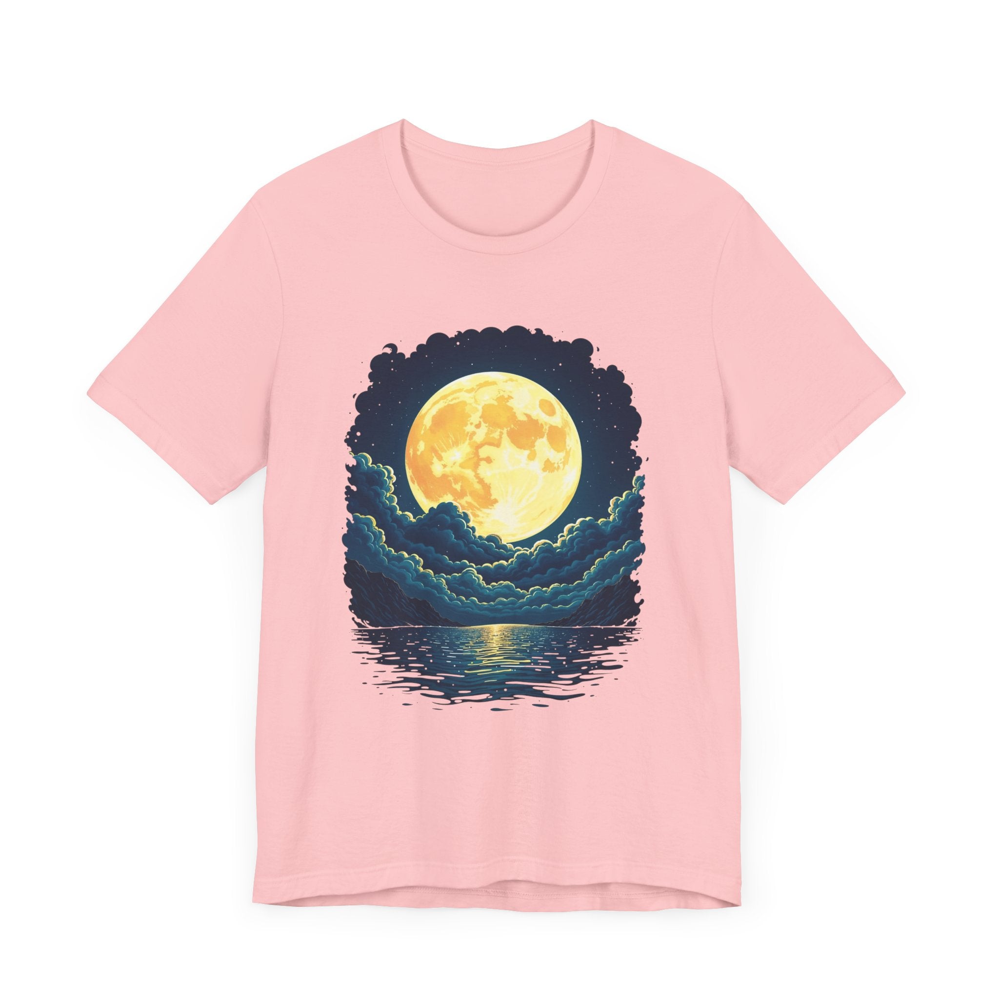 Full Moon Over Water T-Shirt – Night Sky and Clouds Graphic Tee