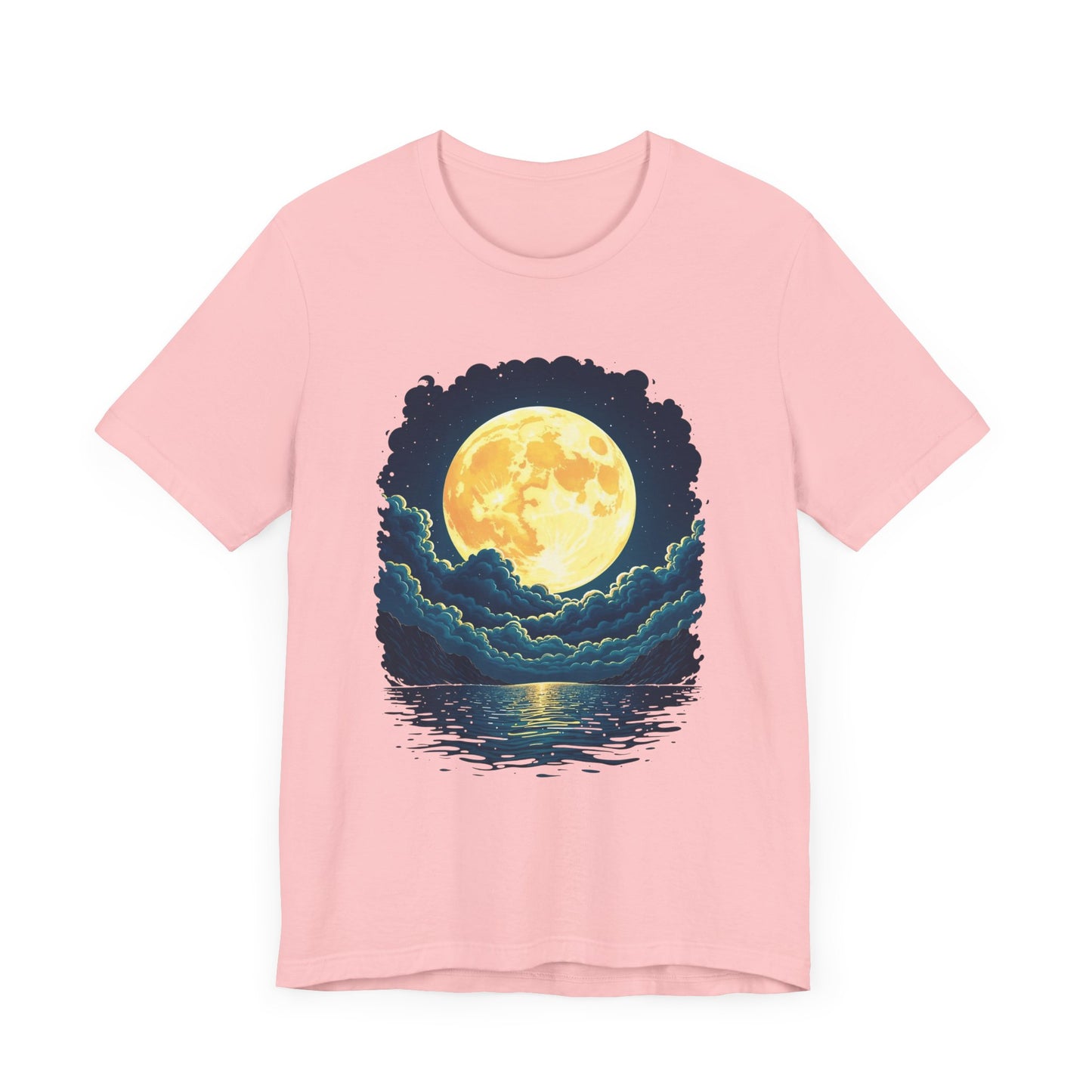 Full Moon Over Water T-Shirt – Night Sky and Clouds Graphic Tee