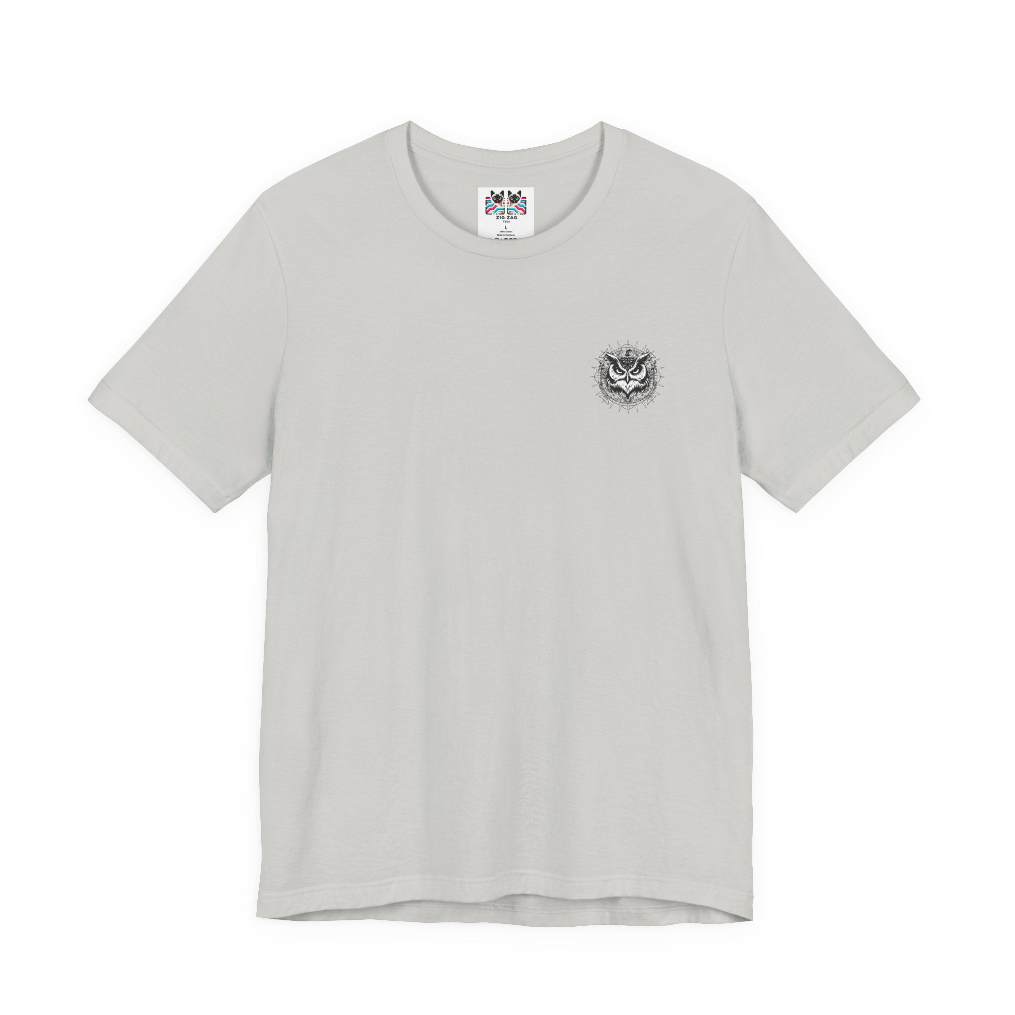 Spirit of Wisdom Owl T-Shirt – Wise Owl with Witch Hat and Medal [Black Text]