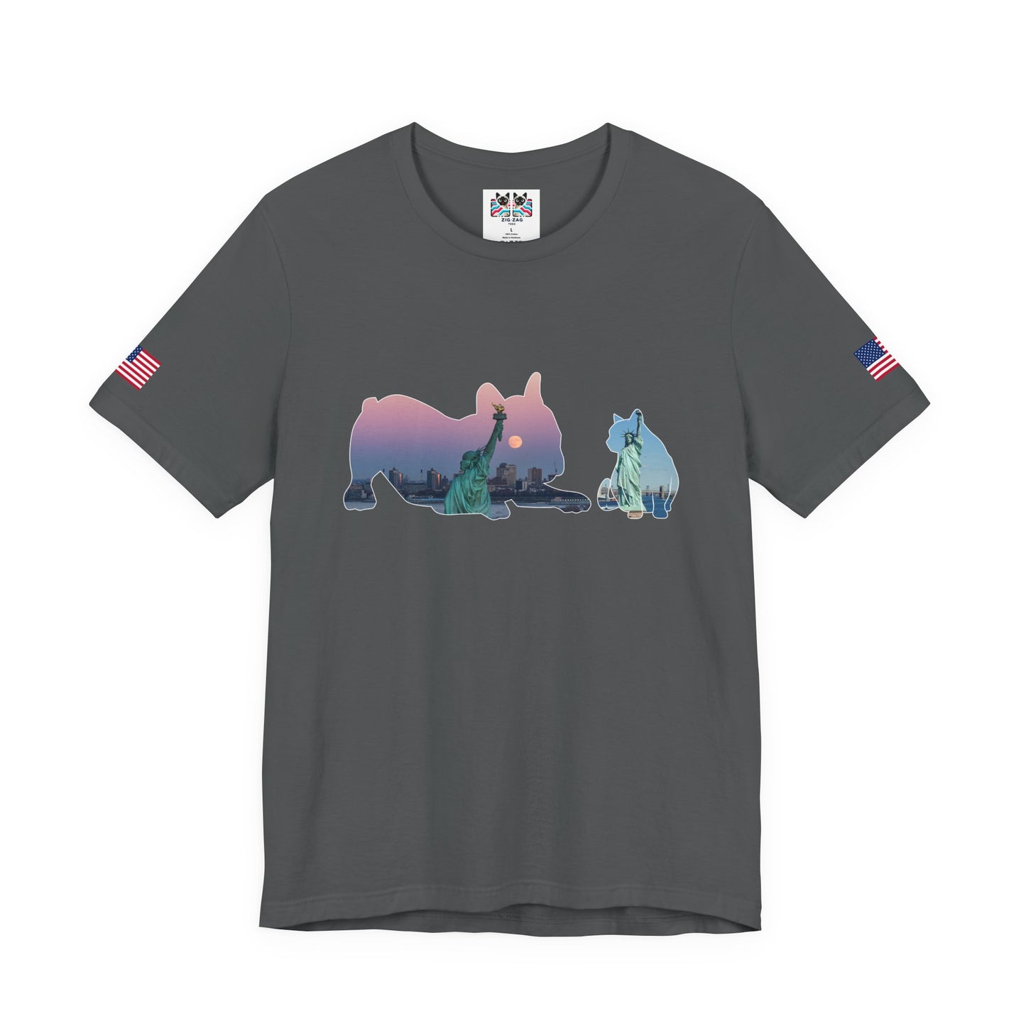 NYC Pets T-Shirt - Cat & Dog Silhouettes with New York City Skyline Brooklyn Bridge