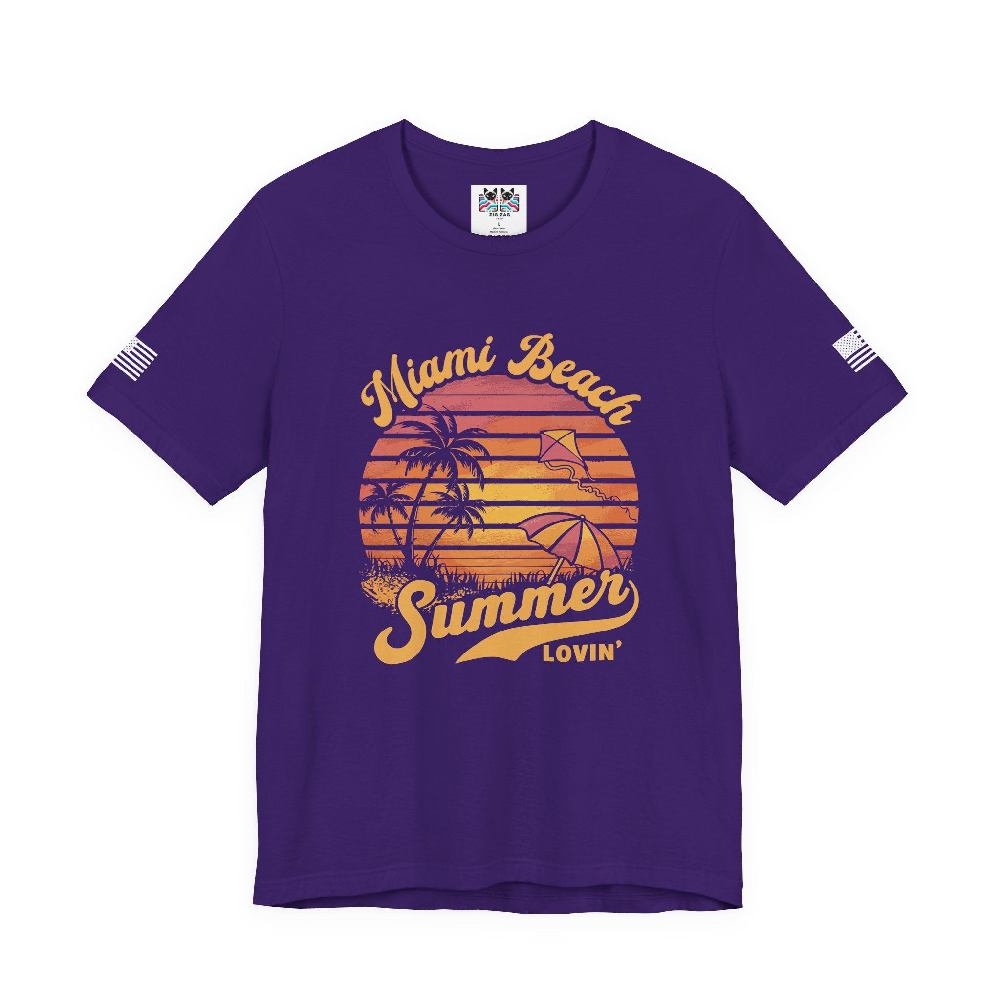 Miami Beach Summer Lovin' T-Shirt – Retro Sunset Kite Palm Tree Beach Graphic Tee