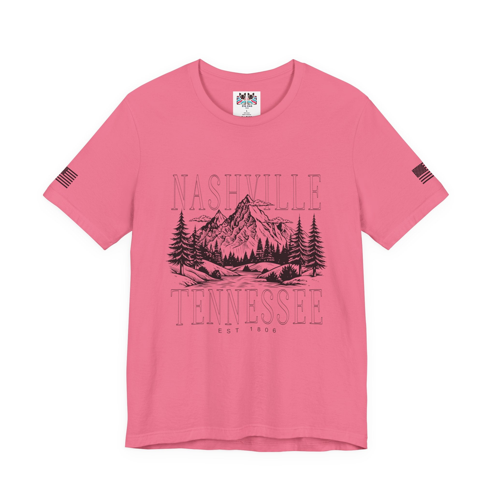 Nashville Tennessee EST 1806 T-Shirt – Mountain Range Line Art Graphic Tee