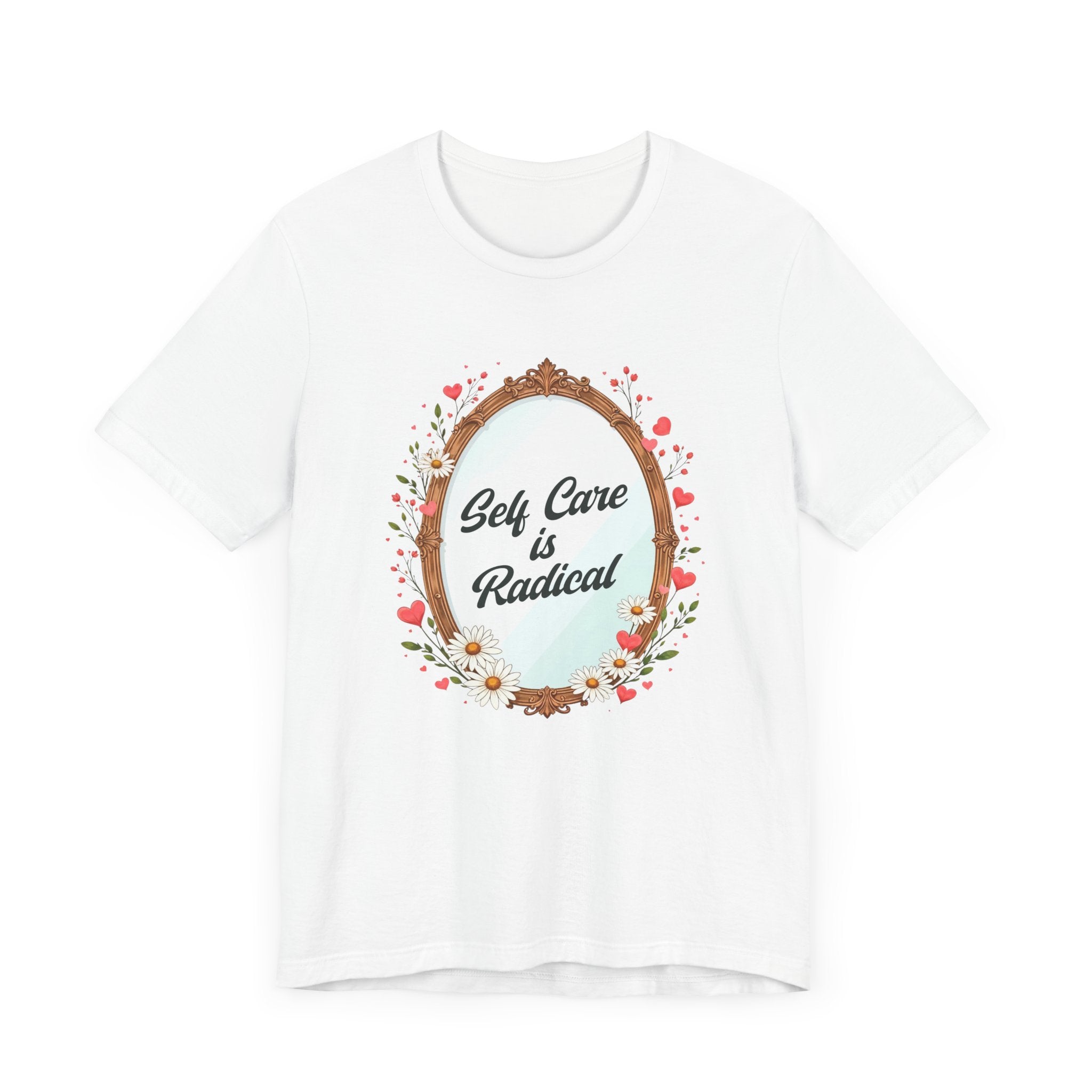 Self Care Is Radical – Floral Oval Mirror Graphic T-Shirt