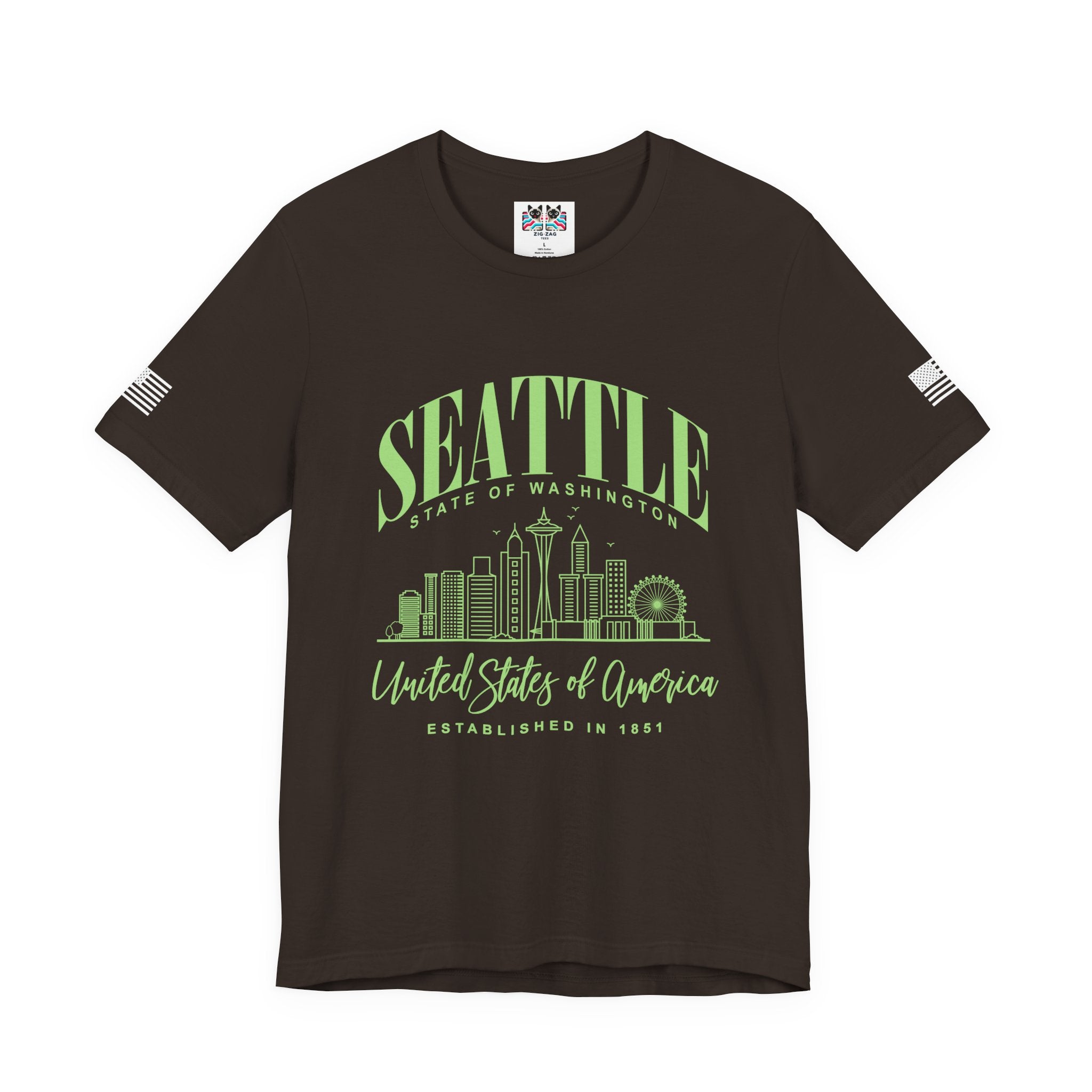 Seattle State of Washington Arch Skyline T-Shirt | United States of America EST 1851 Tee | Evergreen State Shirt