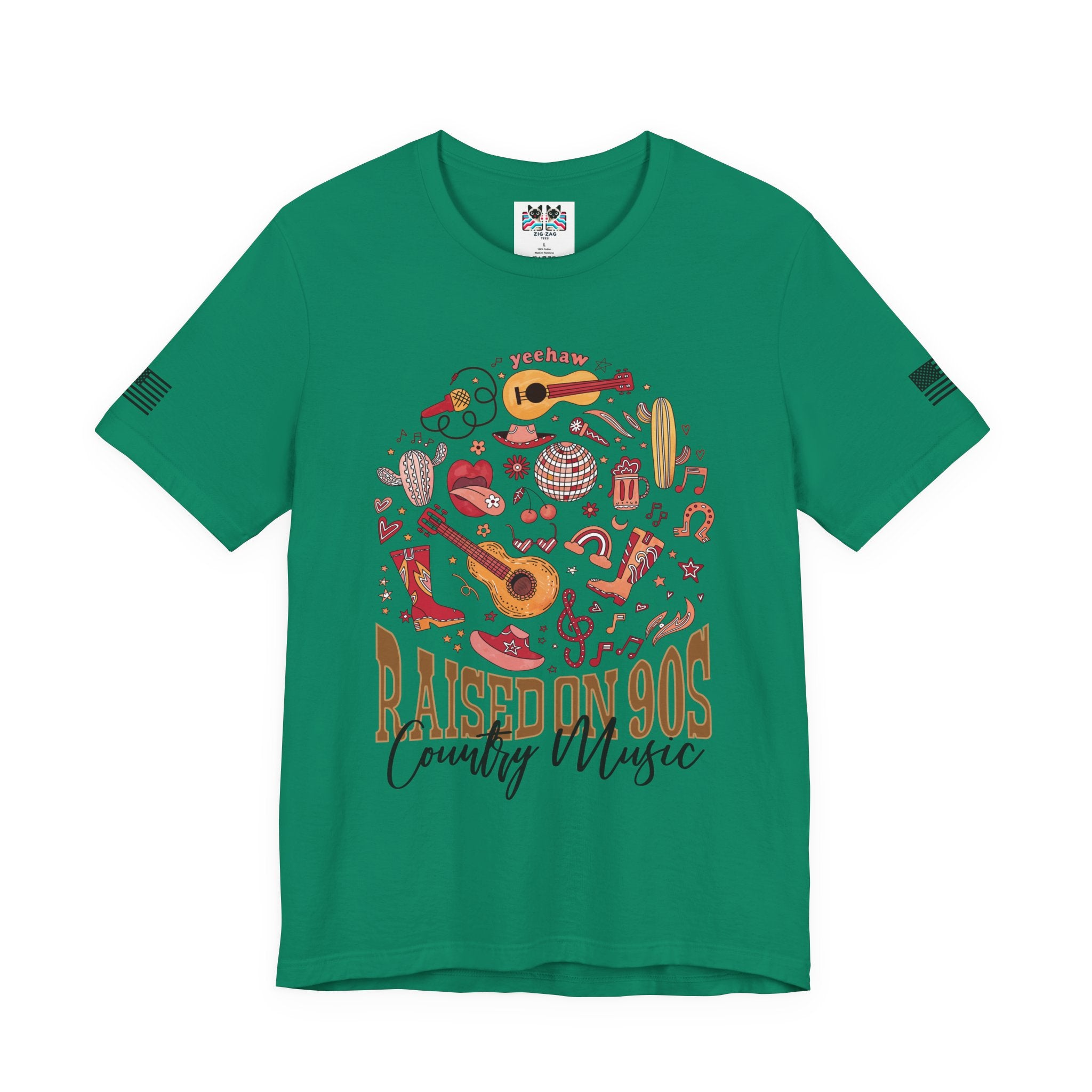 Raised on 90s Country Music T-Shirt – Yeehaw Retro Circle Collage Graphic Tee