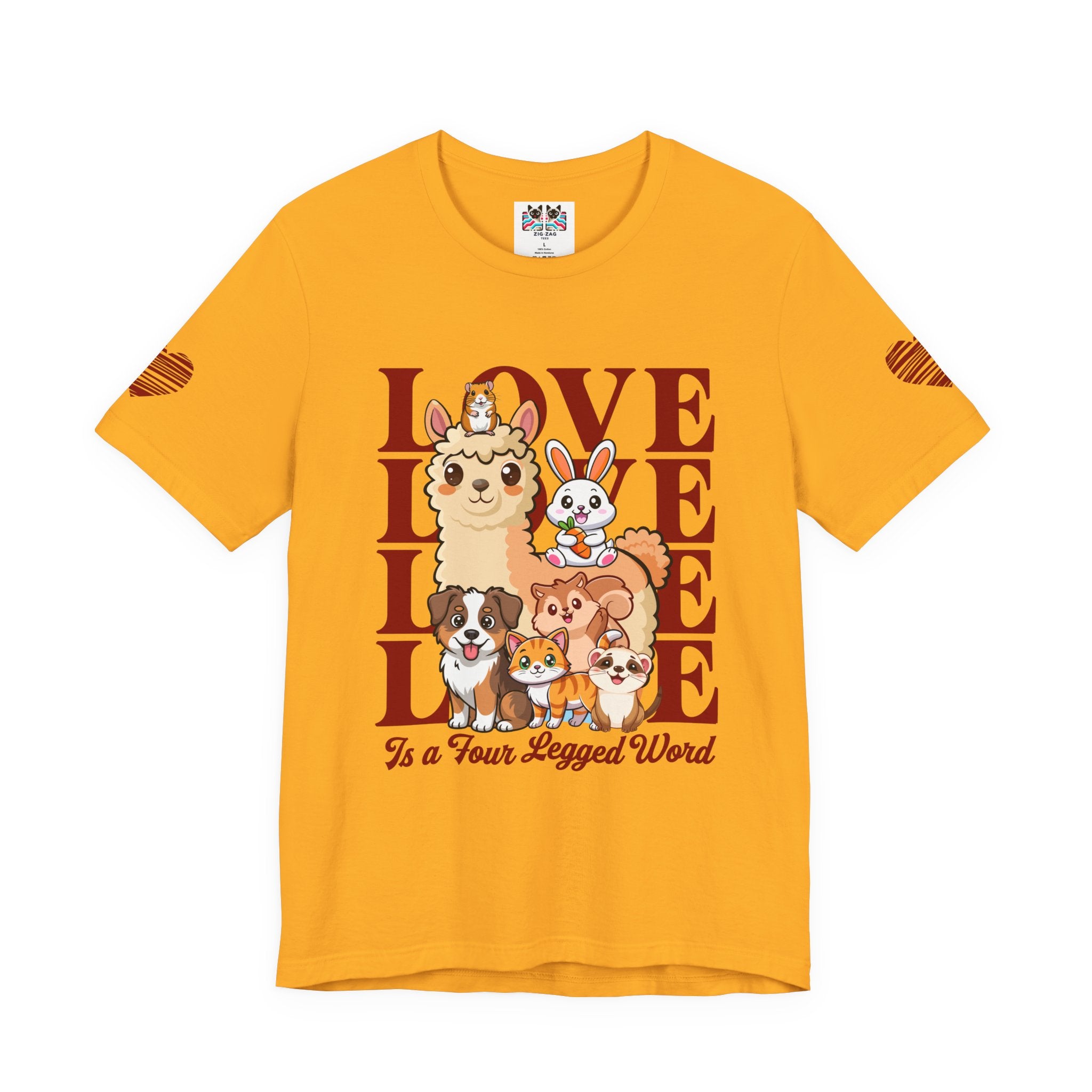 Love Is a Four Legged Word T-Shirt – Cute Animals Llama Dog Cat Rabbit Pet Lover Graphic Tee
