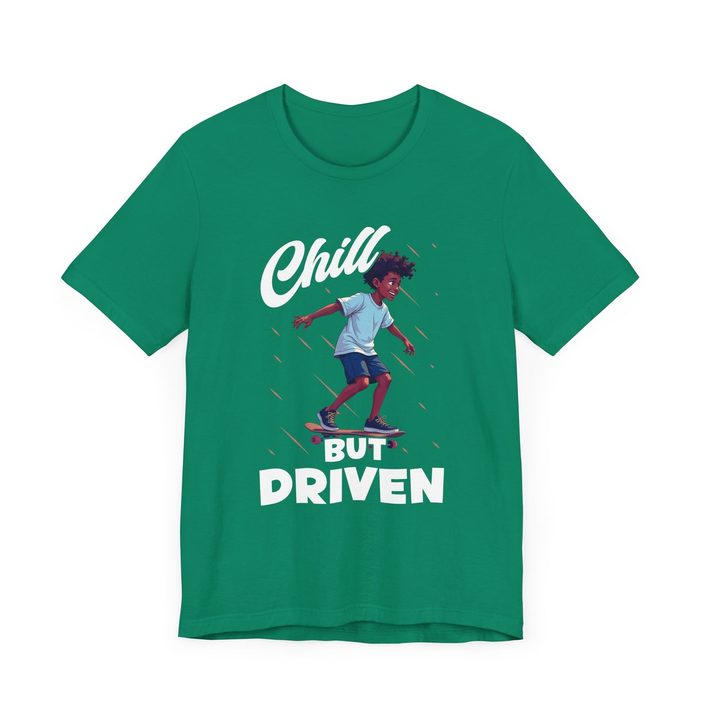 Chill but Driven – Happy Boy on Skateboard Graphic T-Shirt