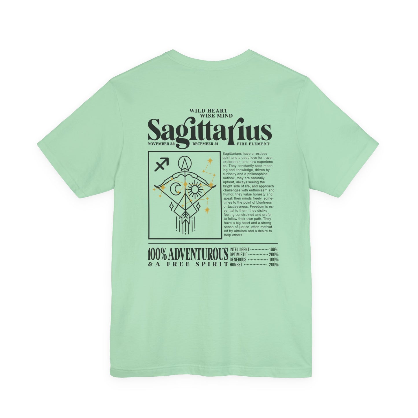Sagittarius Zodiac T-Shirt – Wild Heart Wise Mind Fire Element