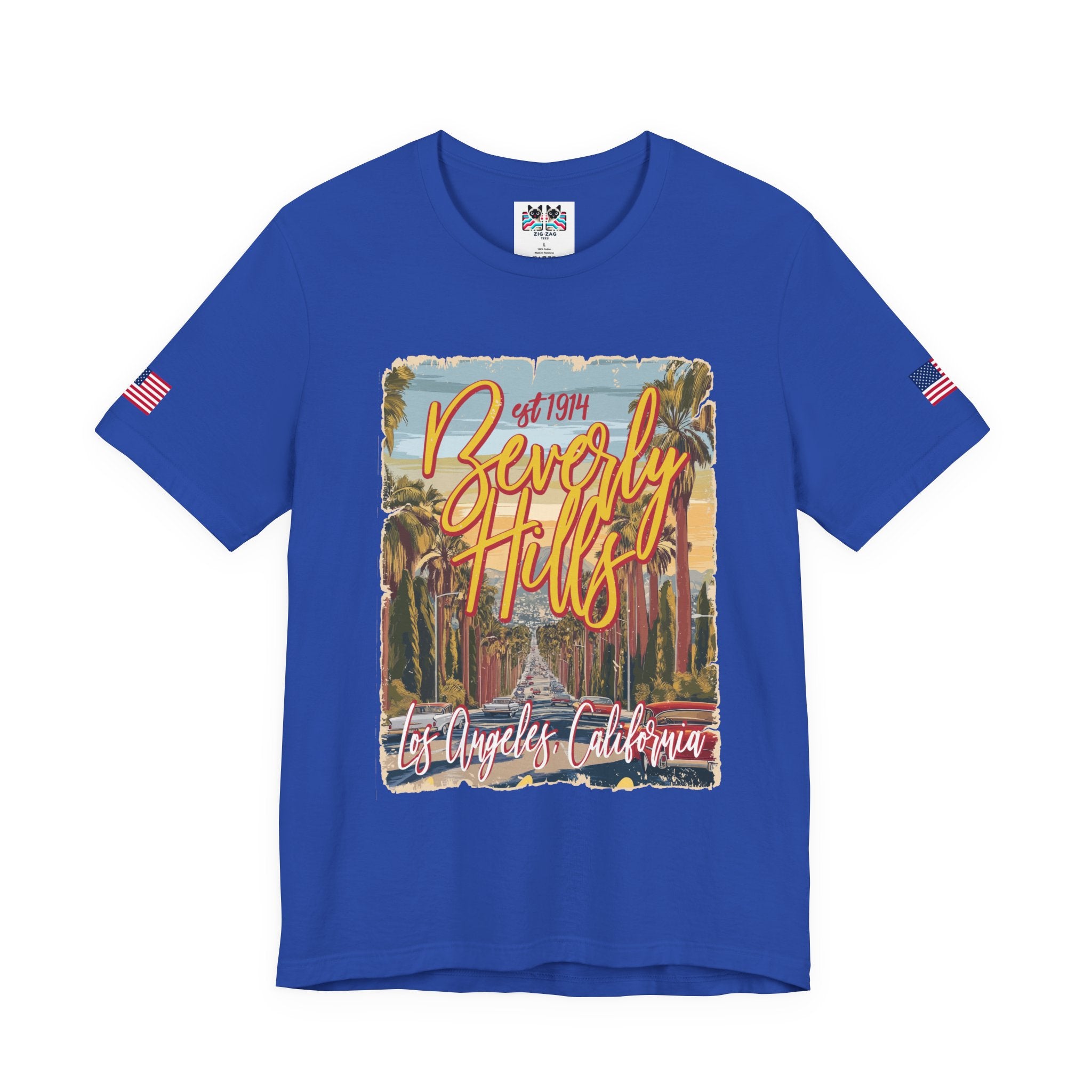 Beverly Hills EST 1914 T-Shirt – Los Angeles California Palm Tree Boulevard Illustrated Tee