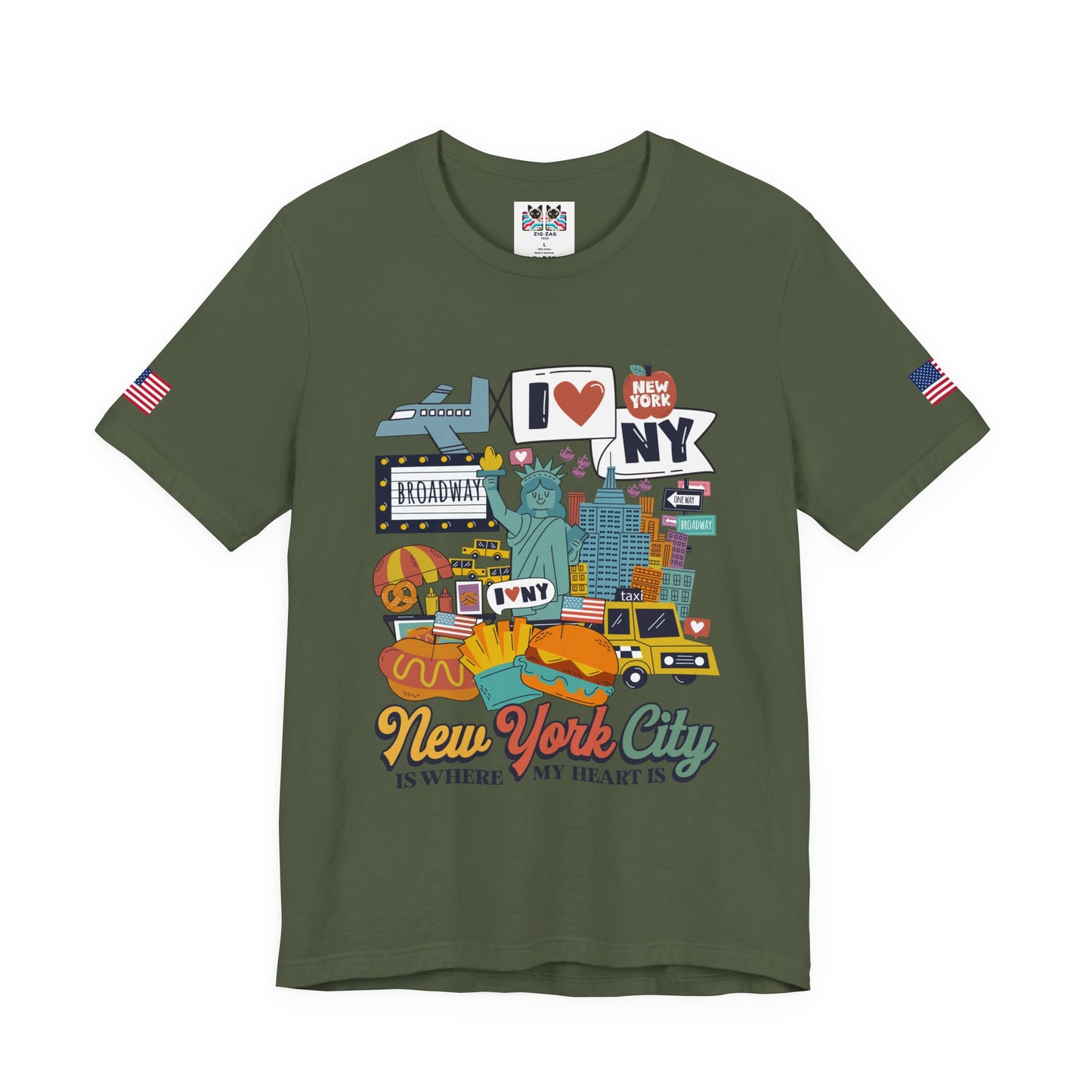 New York City Is Where My Heart Is T-Shirt - Cute NYC Icons Colorful Tourist Design