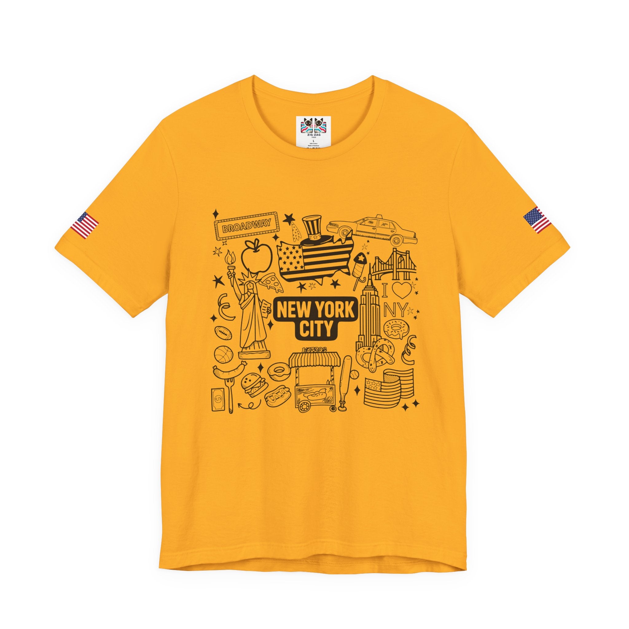 New York City Doodle T-Shirt - Cute NYC Icons Coloring Book Style Tourist Design
