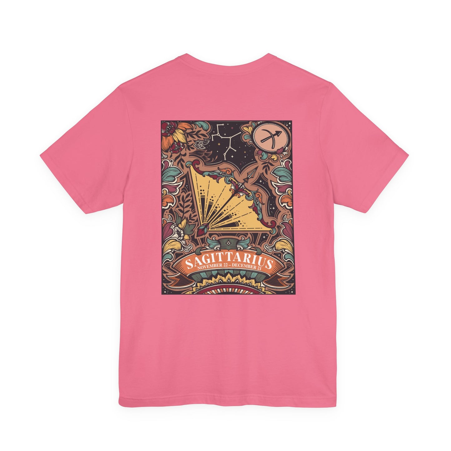 Sagittarius Zodiac T-Shirt – Constellation and Abstract Floral Design