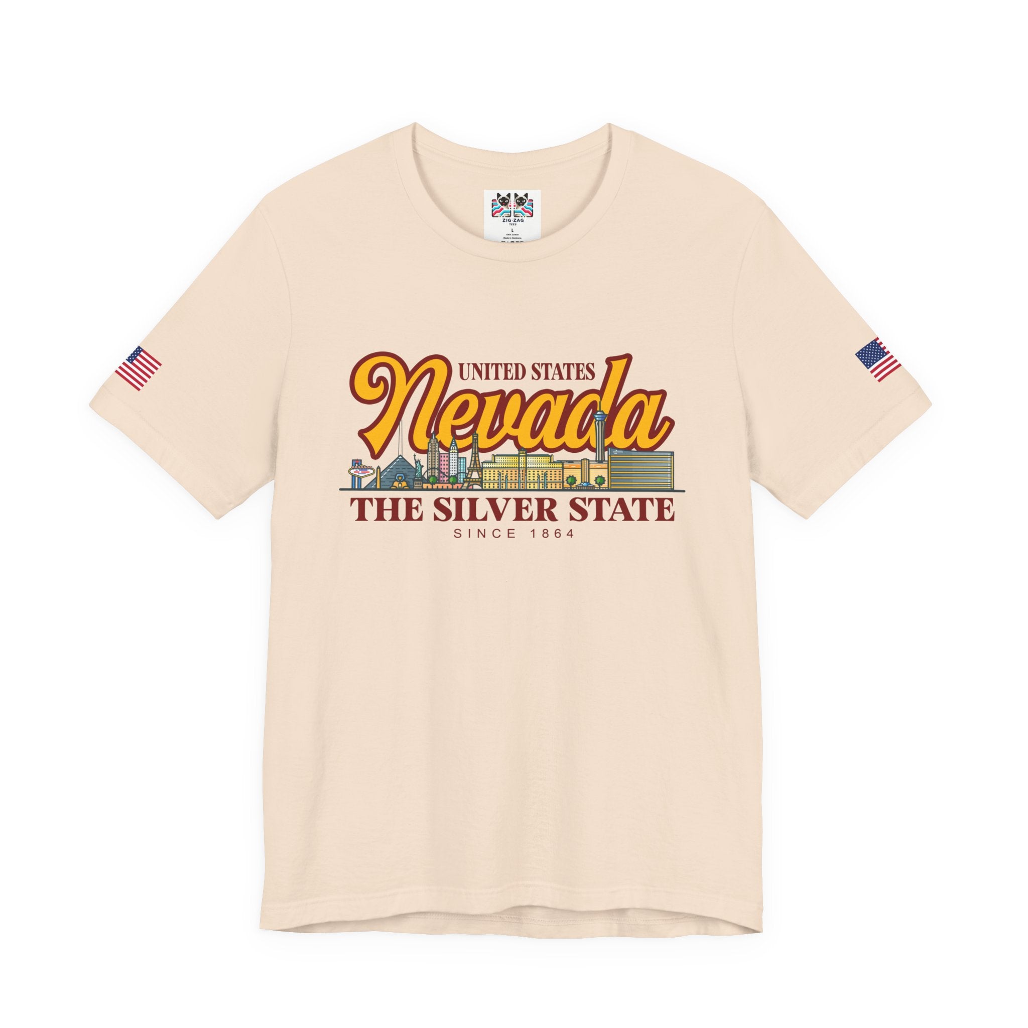 Nevada The Silver State T-Shirt - Las Vegas Skyline Pink Since 1864 USA Design